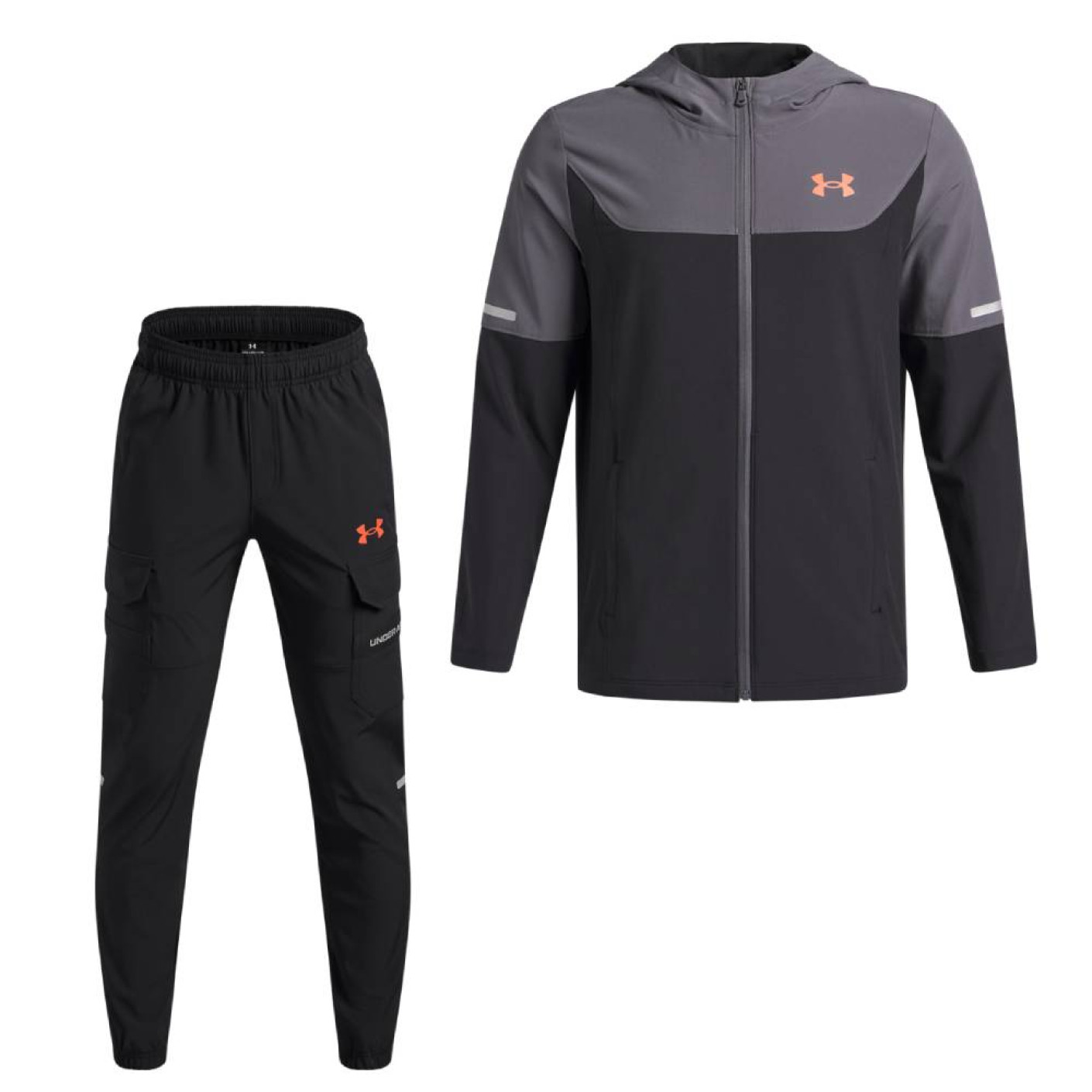 Under Armour Tech Utility Woven Trainingspak Full-Zip Kids Zwart Donkergrijs Rood