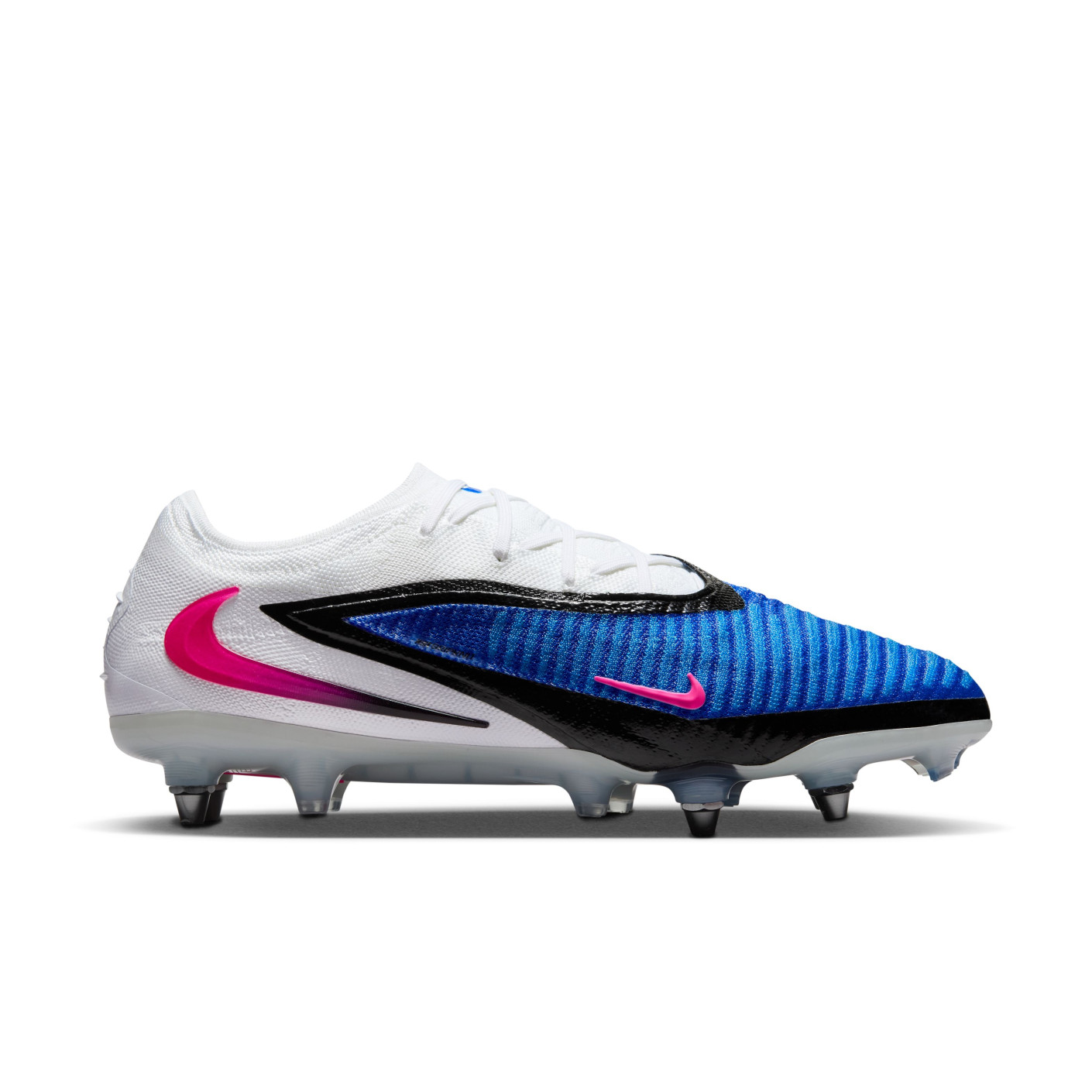 Nike Phantom 6 Low Elite Crampons Vissés Chaussures de Foot (SG) Pro Player Bleu Blanc Rose Vif
