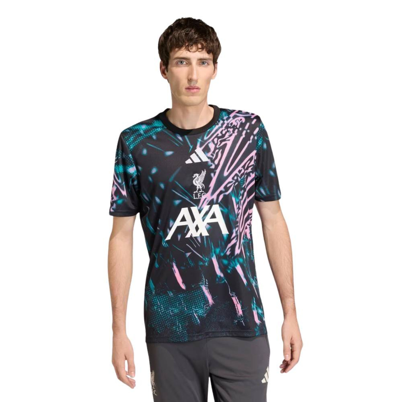 adidas Liverpool Pre-Match Maillot d'Entraînement 2025-2026 Noir Vert Rose