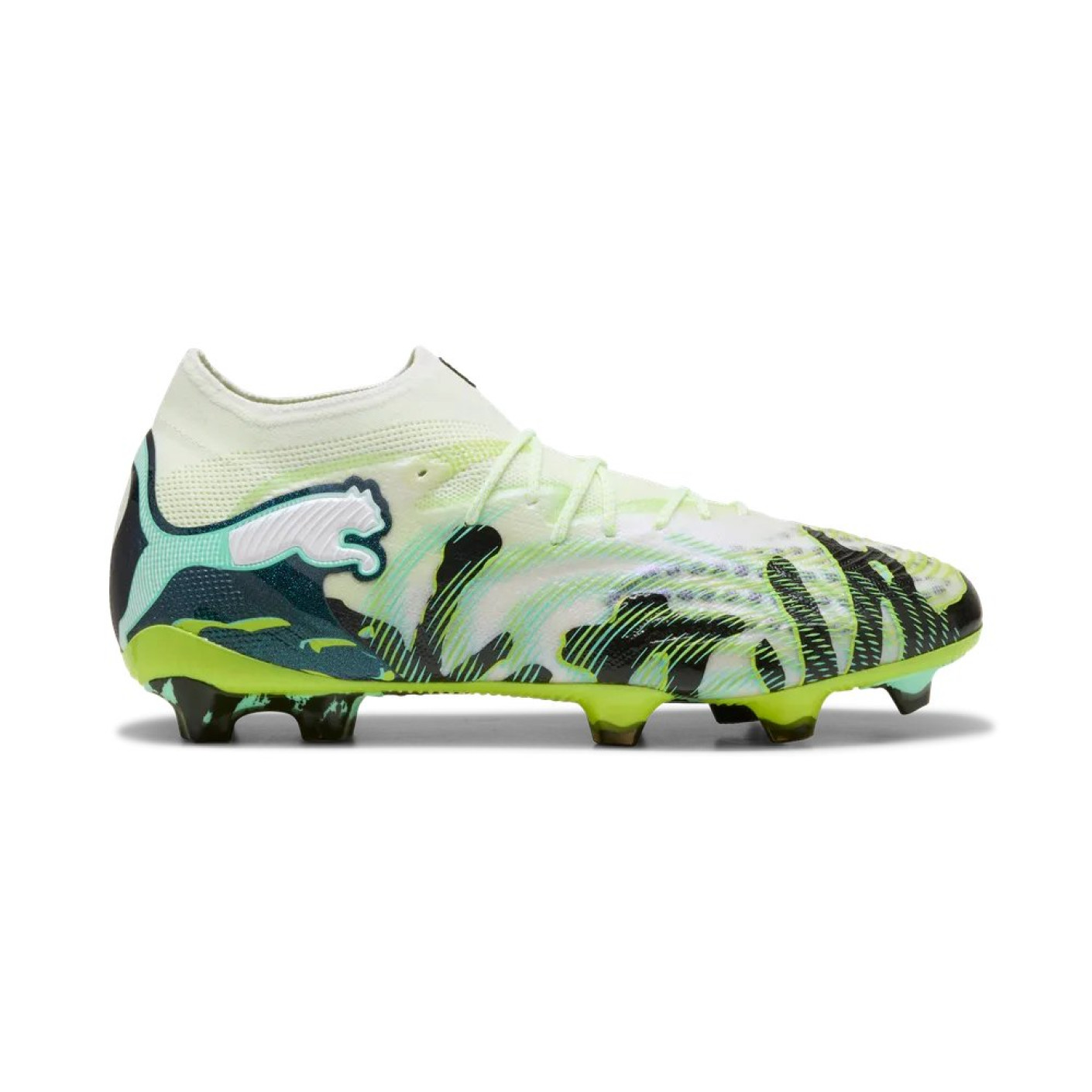 PUMA Future 9 Ultimate Gazon Naturel Chaussures de Foot (FG) Vert Noir Blanc