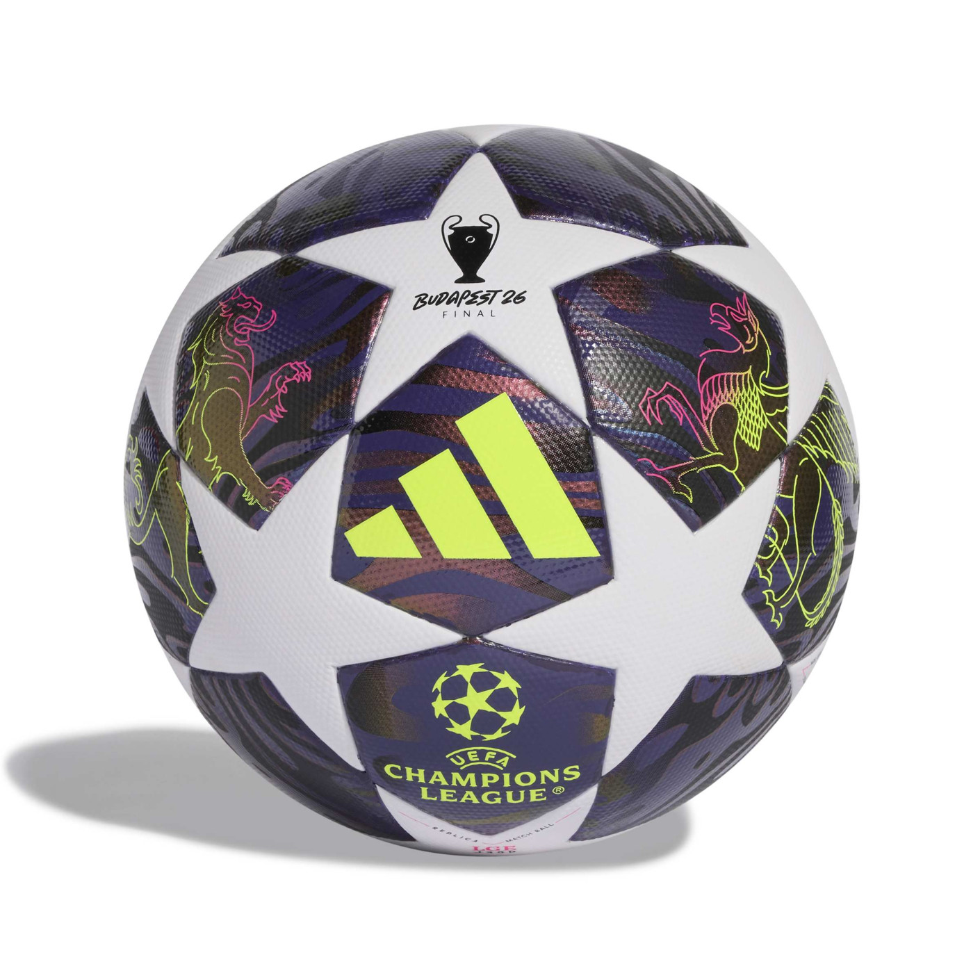 adidas UEFA Champions League League J350 Final Ballon de Foot Taille 5 2025-2026 Mauve Blanc Jaune