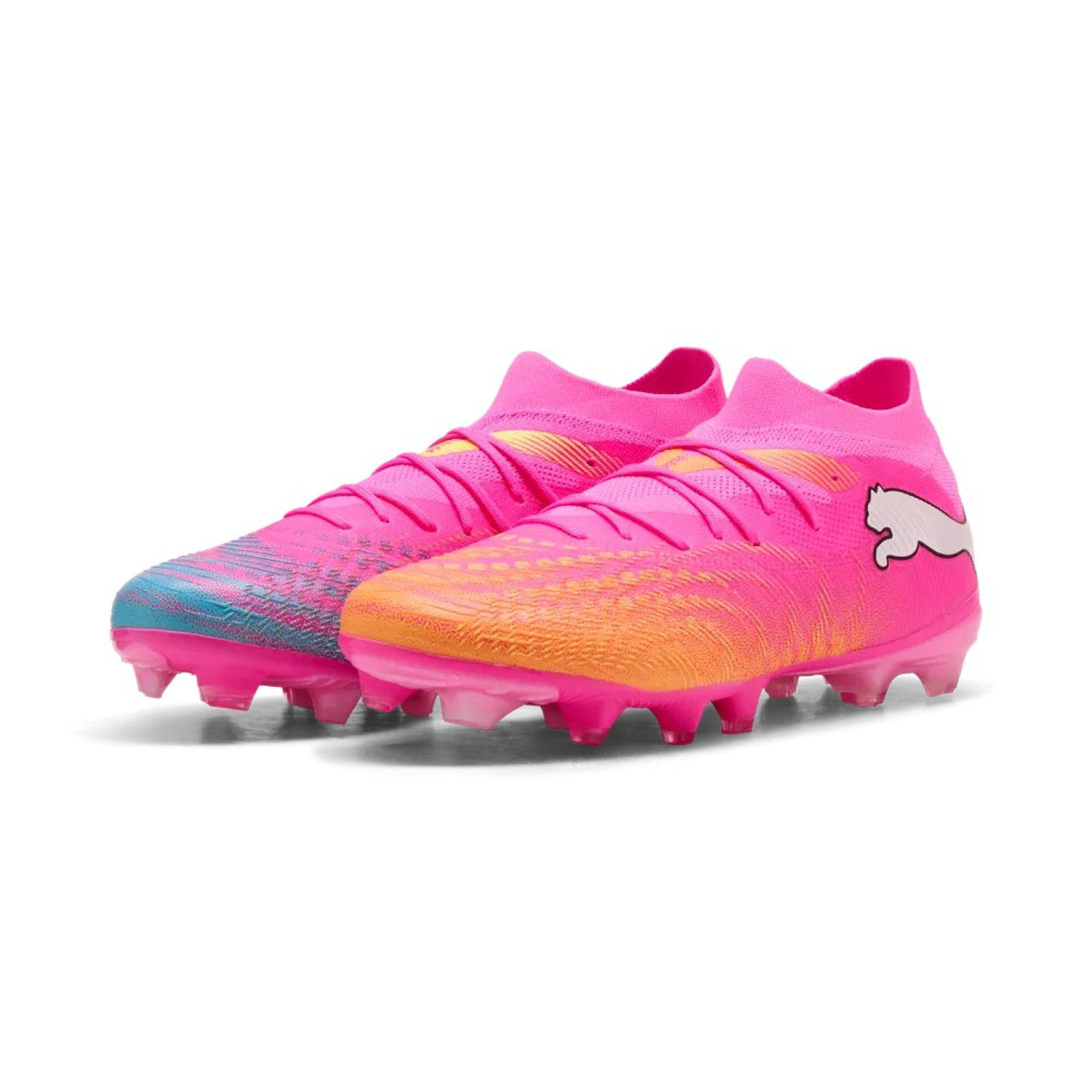 PUMA Future 9 Match Gras / Kunstgras Voetbalschoenen (MG) Felroze Blauw Geel