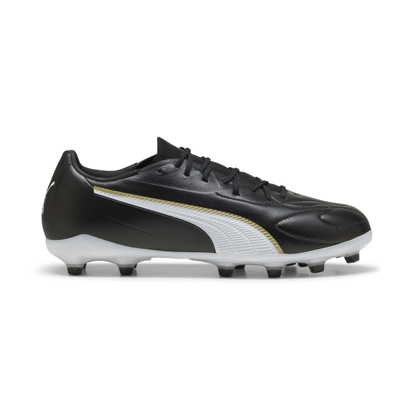 PUMA King 20 Match Gazon Naturel Artificiel Chaussures de Foot (MG) Noir Blanc Doré