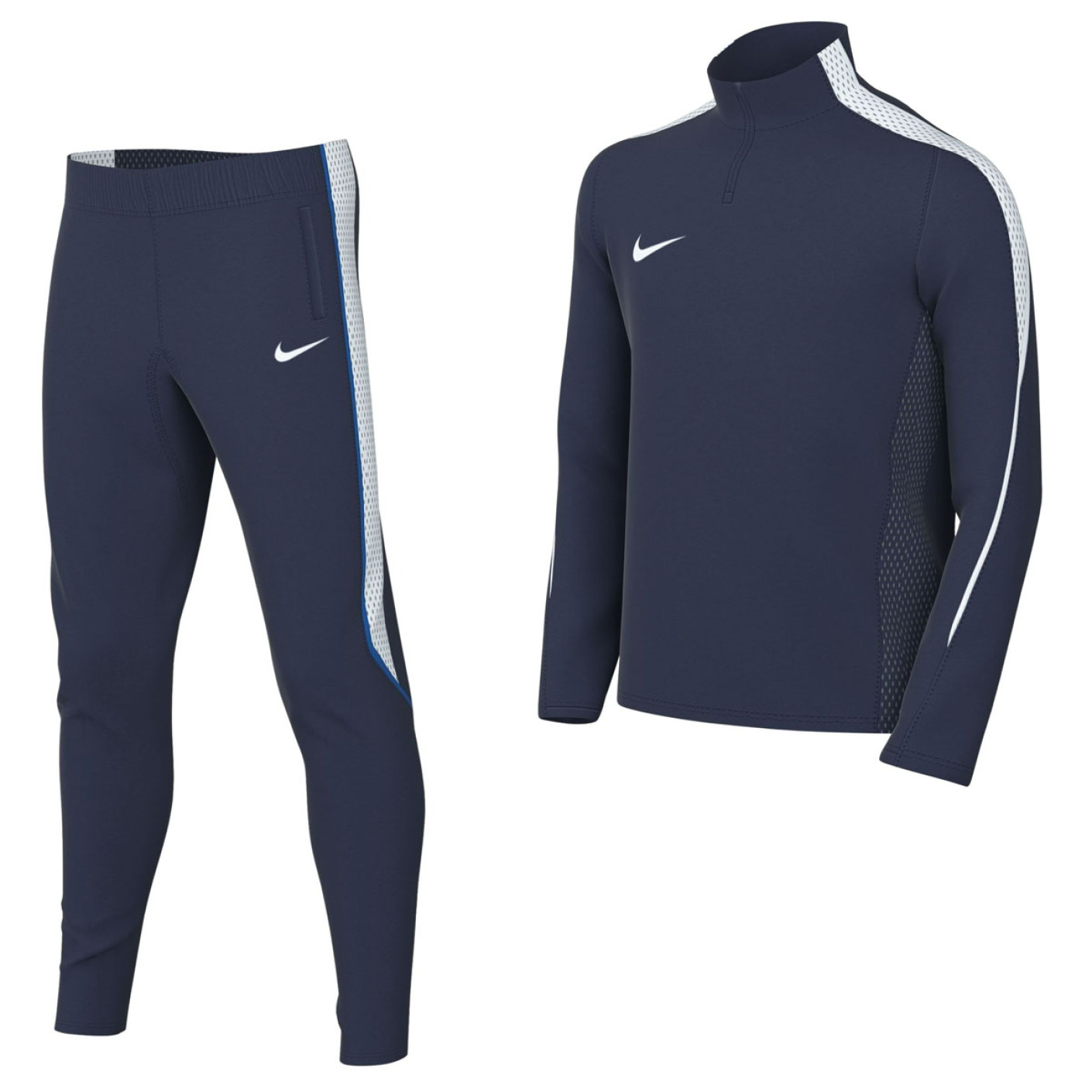 Survêtement Nike Dri-FIT Strike 26 à 1/4 Zip pour Enfants, bleu foncé et blanc