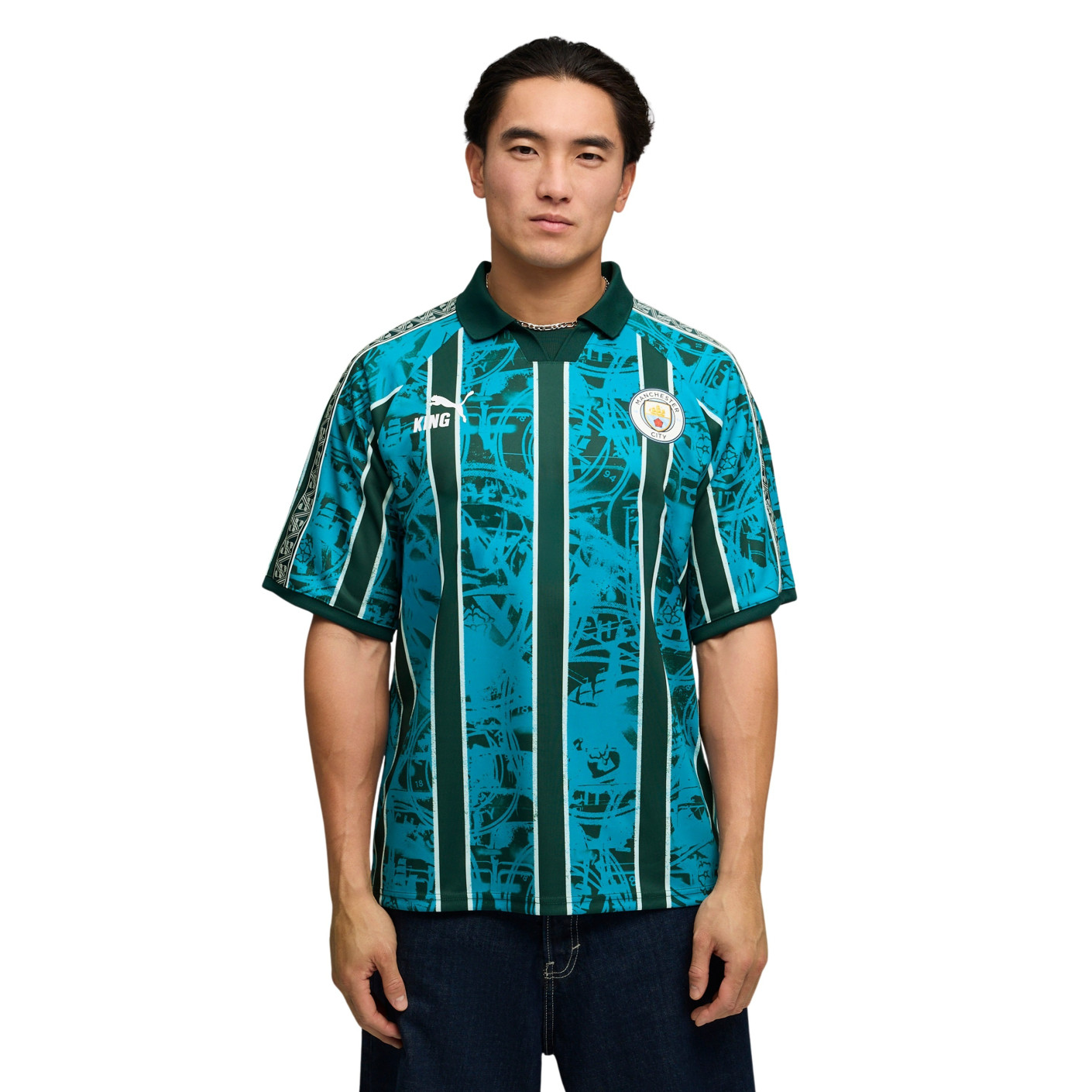 T-shirt rétro PUMA Manchester City KING 2025-2026 bleu foncé noir blanc