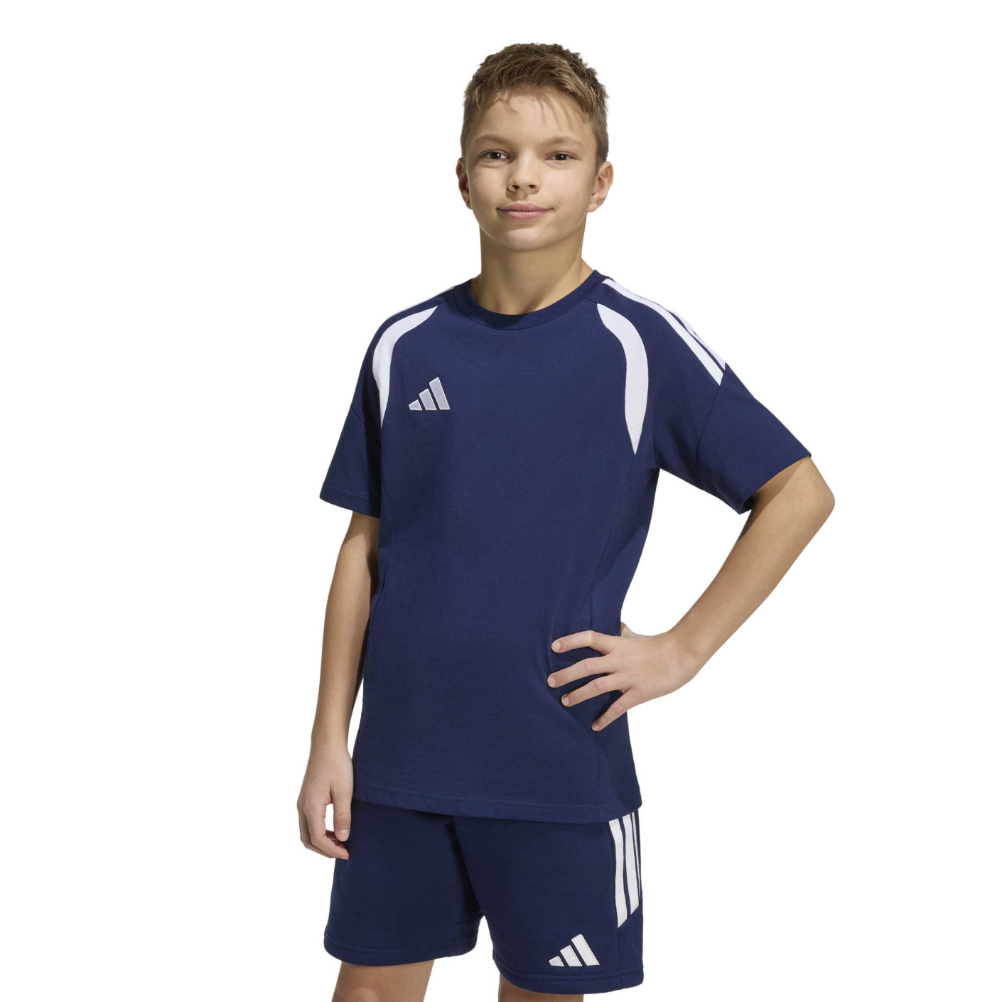 T-shirt décontracté adidas Tiro 26 League pour enfants bleu foncé et blanc
