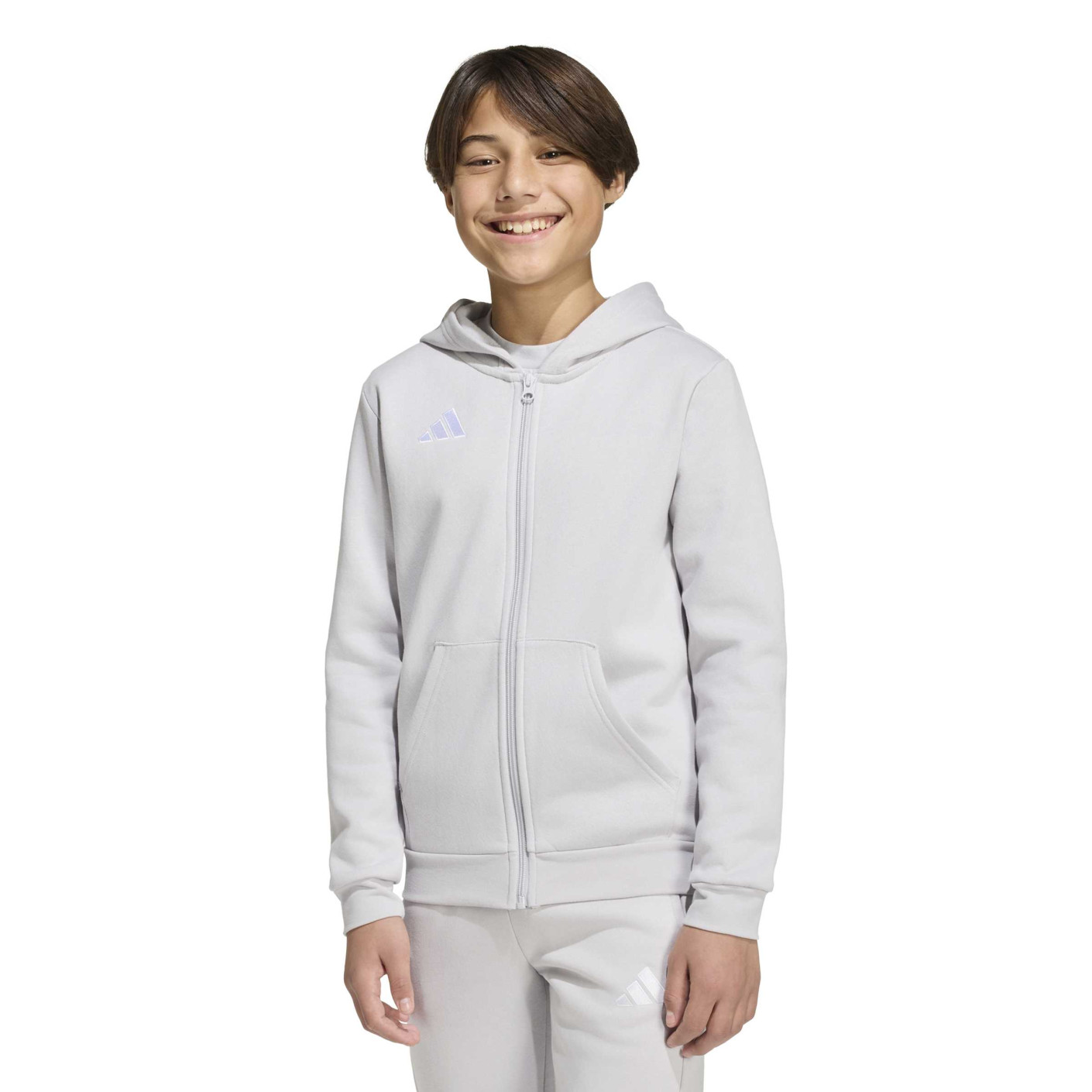 Gilet adidas Entrada 26 pour Enfants, gris et blanc