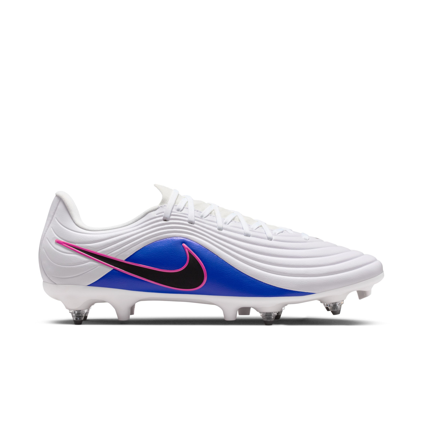 Nike Tiempo Maestro Academy Crampons Vissés Chaussures de Foot (SG) Blanc Bleu Rose Vif