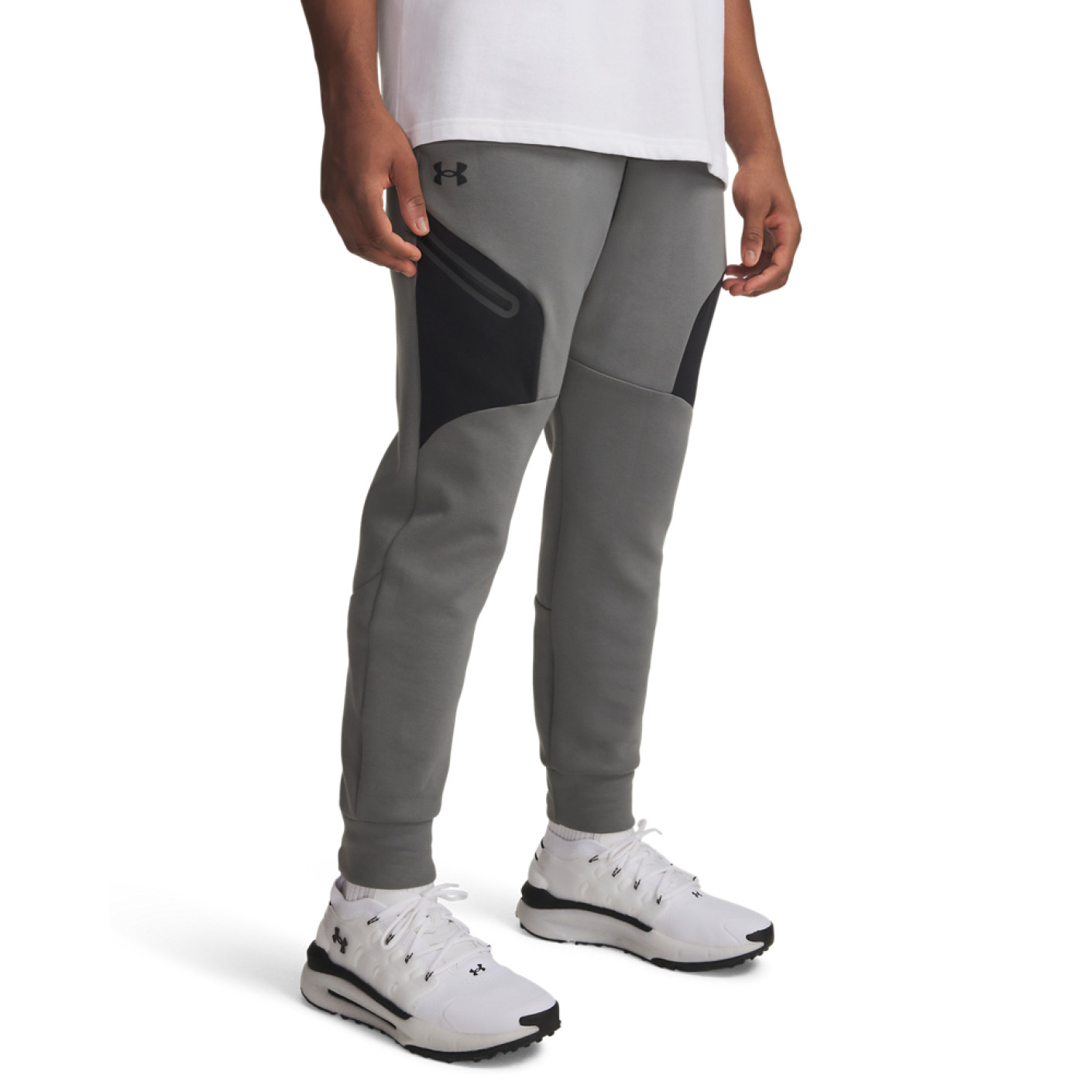 Pantalon de survêtement Unstoppable Under Armour en polaire gris foncé et noir