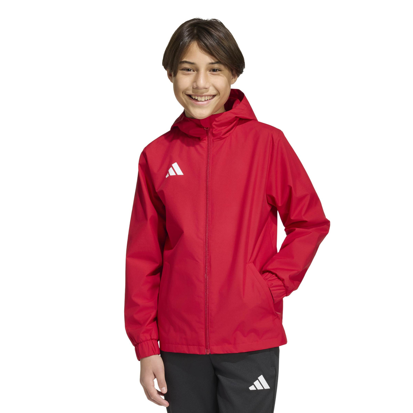 Veste d'entraînement adidas Entrada 26 Allweather pour Enfants, rouge et blanc