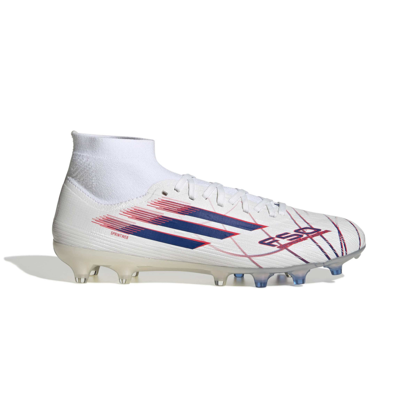 adidas F50 Sparkfusion Pro Gazon Naturel Artificiel Chaussures de Foot (MG) Femmes Blanc Bleu Rouge