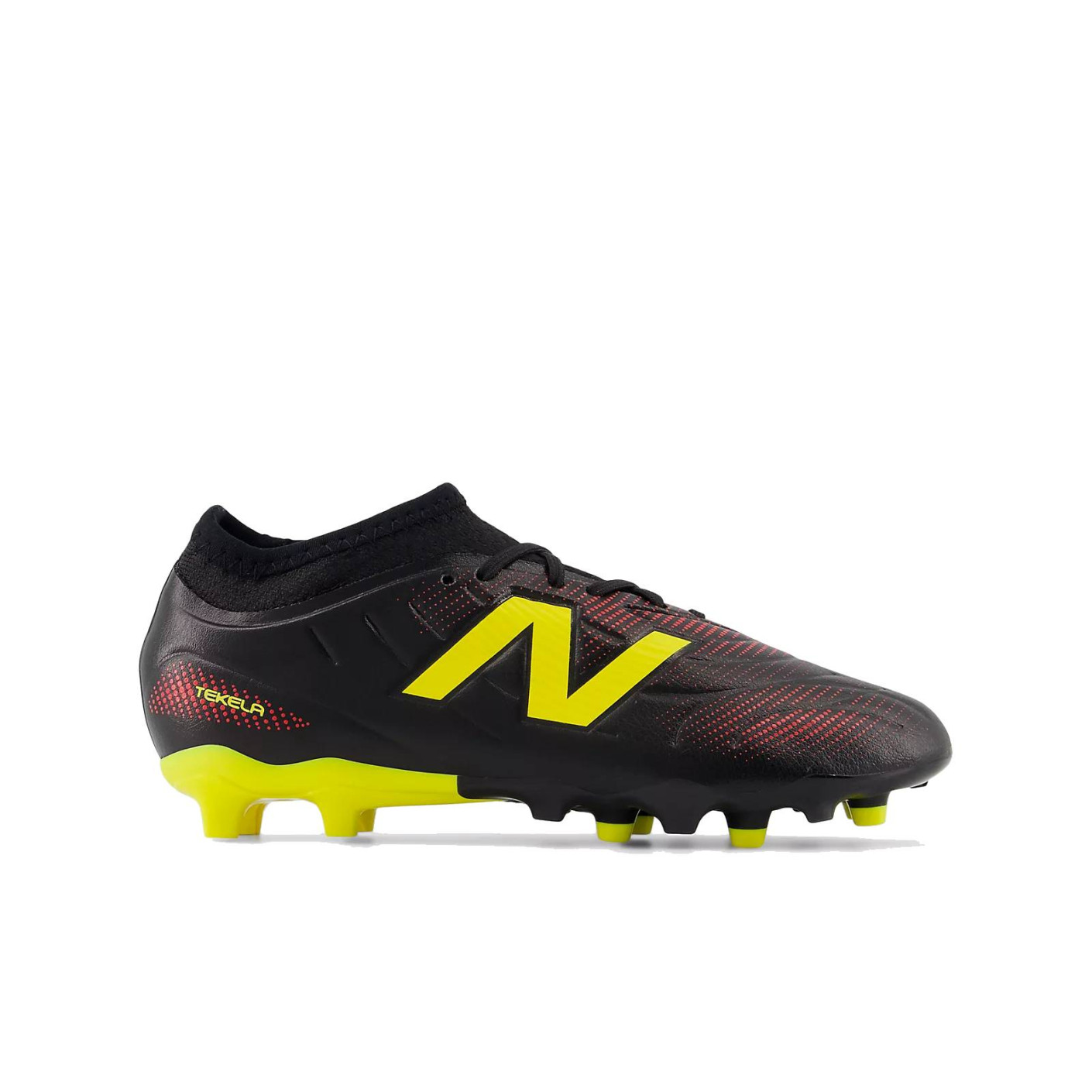 New Balance Tekela V5 Team Low Gras Voetbalschoenen (FG) Kids Zwart Geel Rood