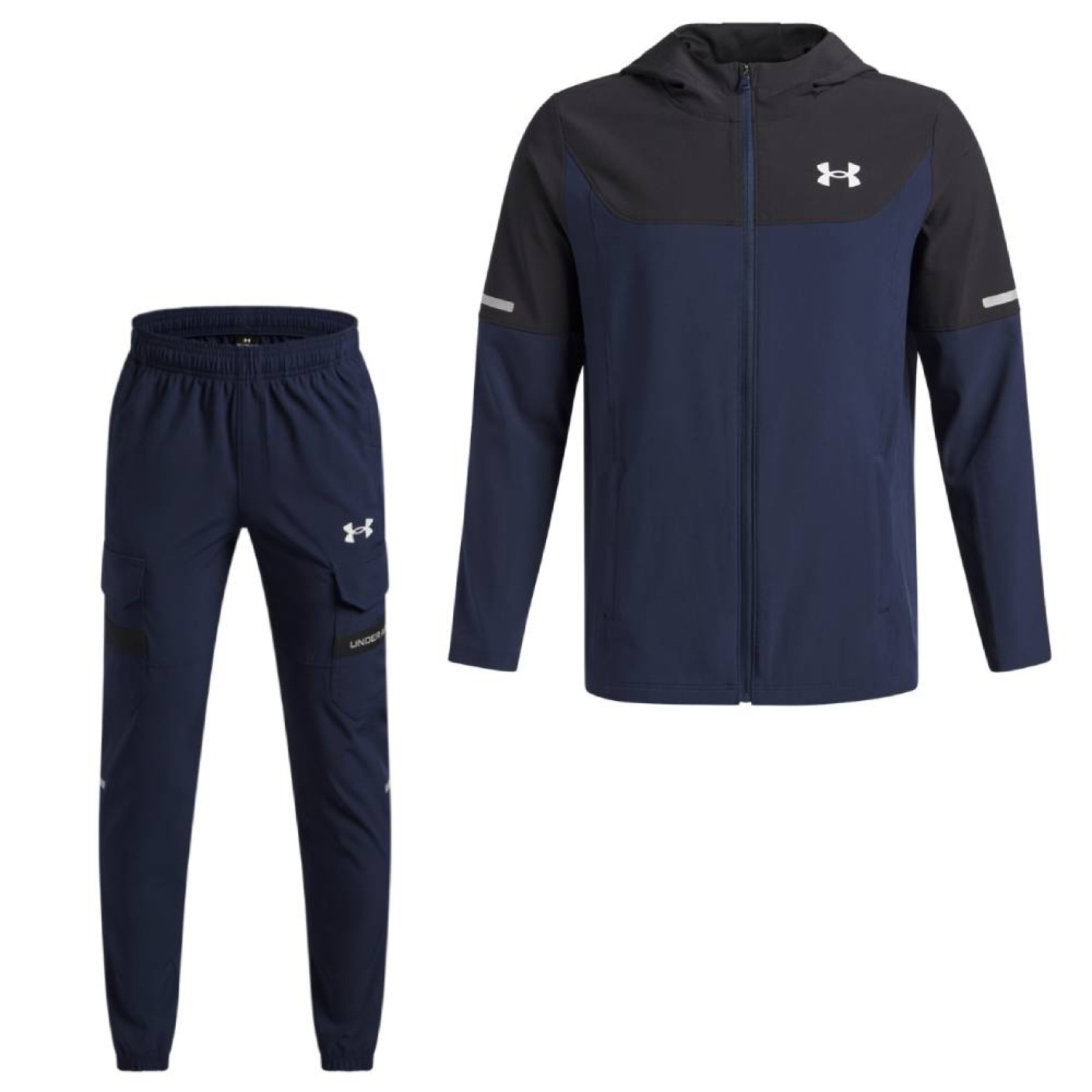 Under Armour Tech Utility Woven Trainingspak Full-Zip Kids Donkerblauw Zwart Zilver