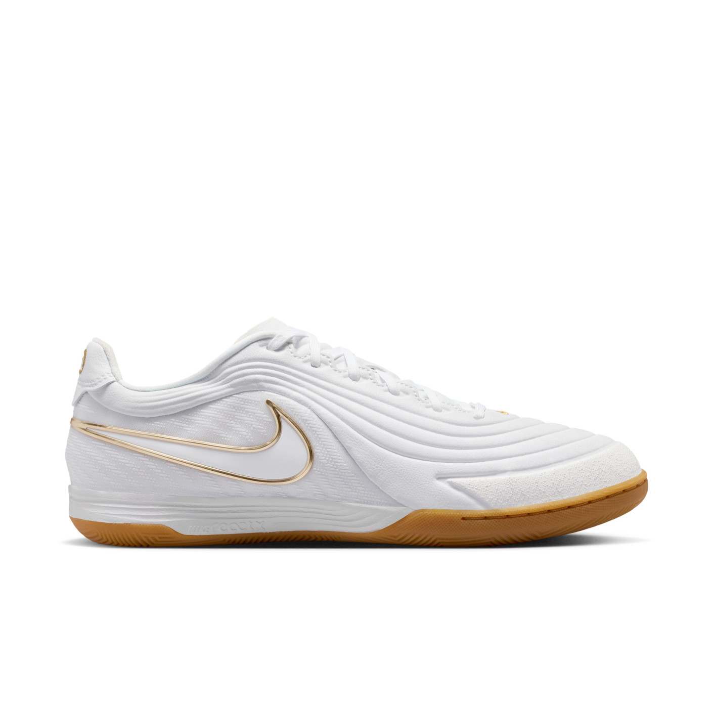 Nike Tiempo Reactgato Chaussures de Foot en Salle (IN) Blanc Doré