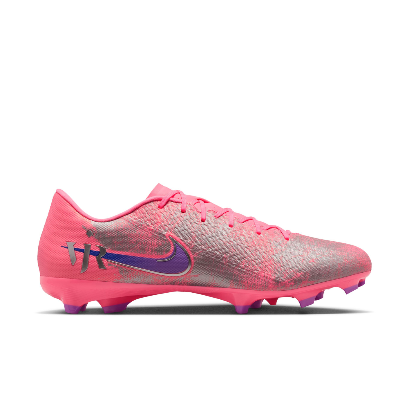 Nike Zoom Mercurial Vapor 16 Vinicius Júnior Academy Gazon Naturel Artificiel Chaussures de Foot (MG) Rose Vif Mauve Argenté