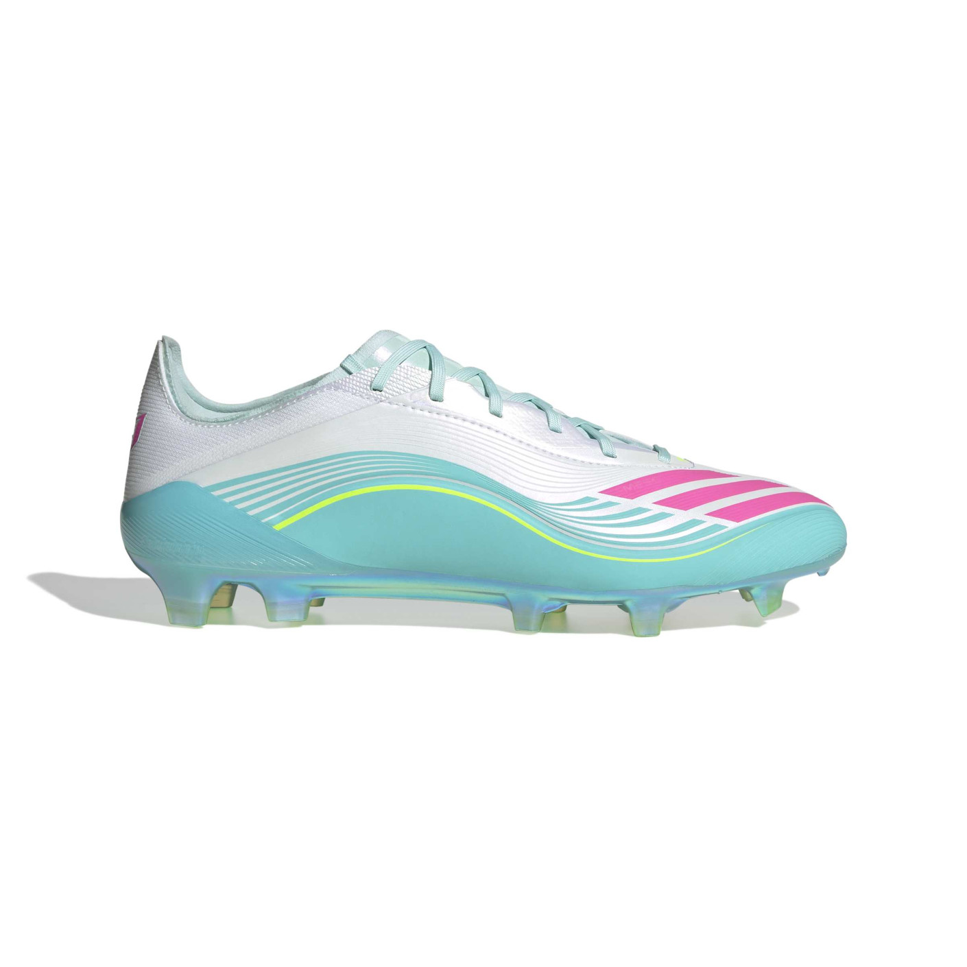 adidas F50 Messi Elite Gazon Naturel Chaussures de Foot (FG) Blanc Turquoise Rose