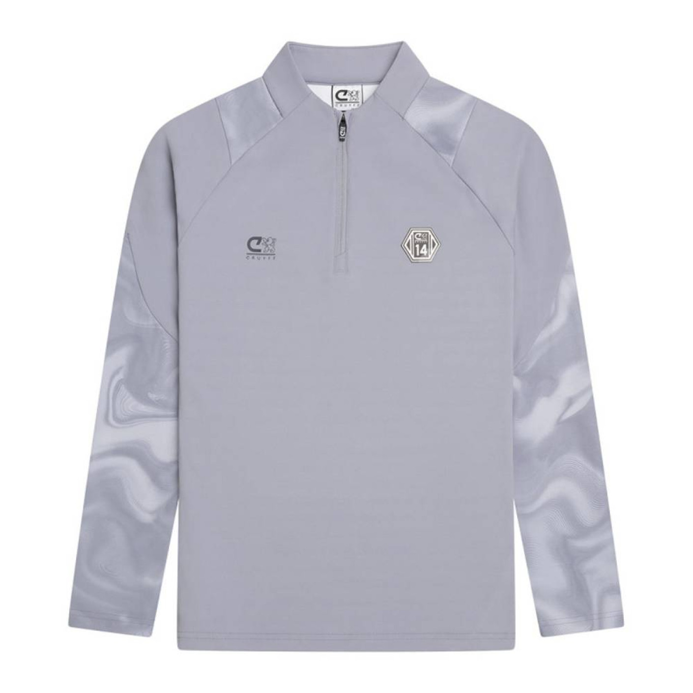 Haut d'entraînement Cruyff Defense 1/4-Zip pour Enfants, gris clair, noir, bleu clair