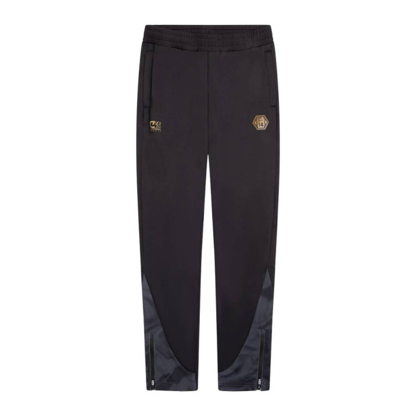 Pantalon d'entraînement Cruyff Defense pour enfants, noir, gris foncé, doré
