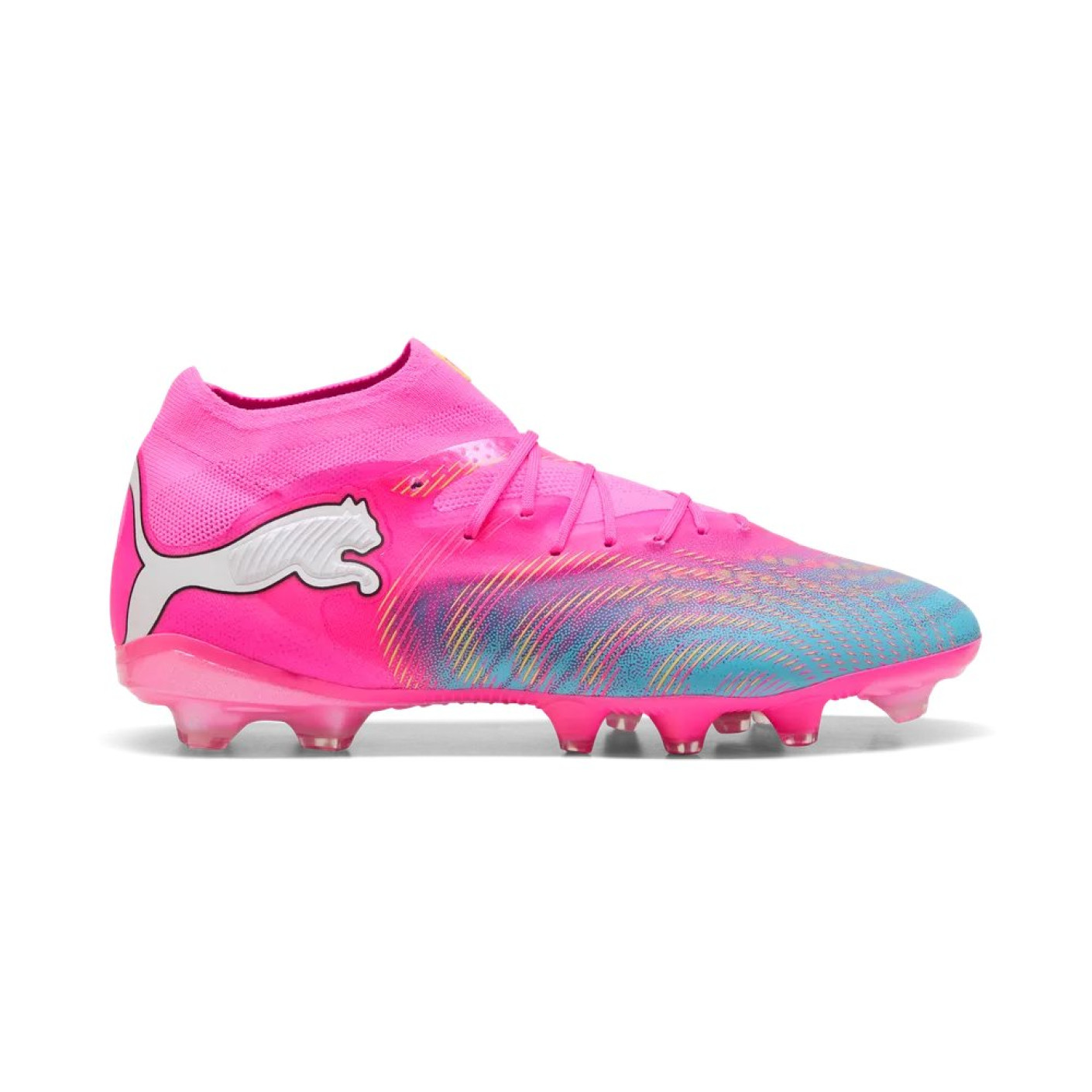 PUMA Future 9 Pro Gras / Kunstgras Voetbalschoenen (MG) Felroze Blauw Geel