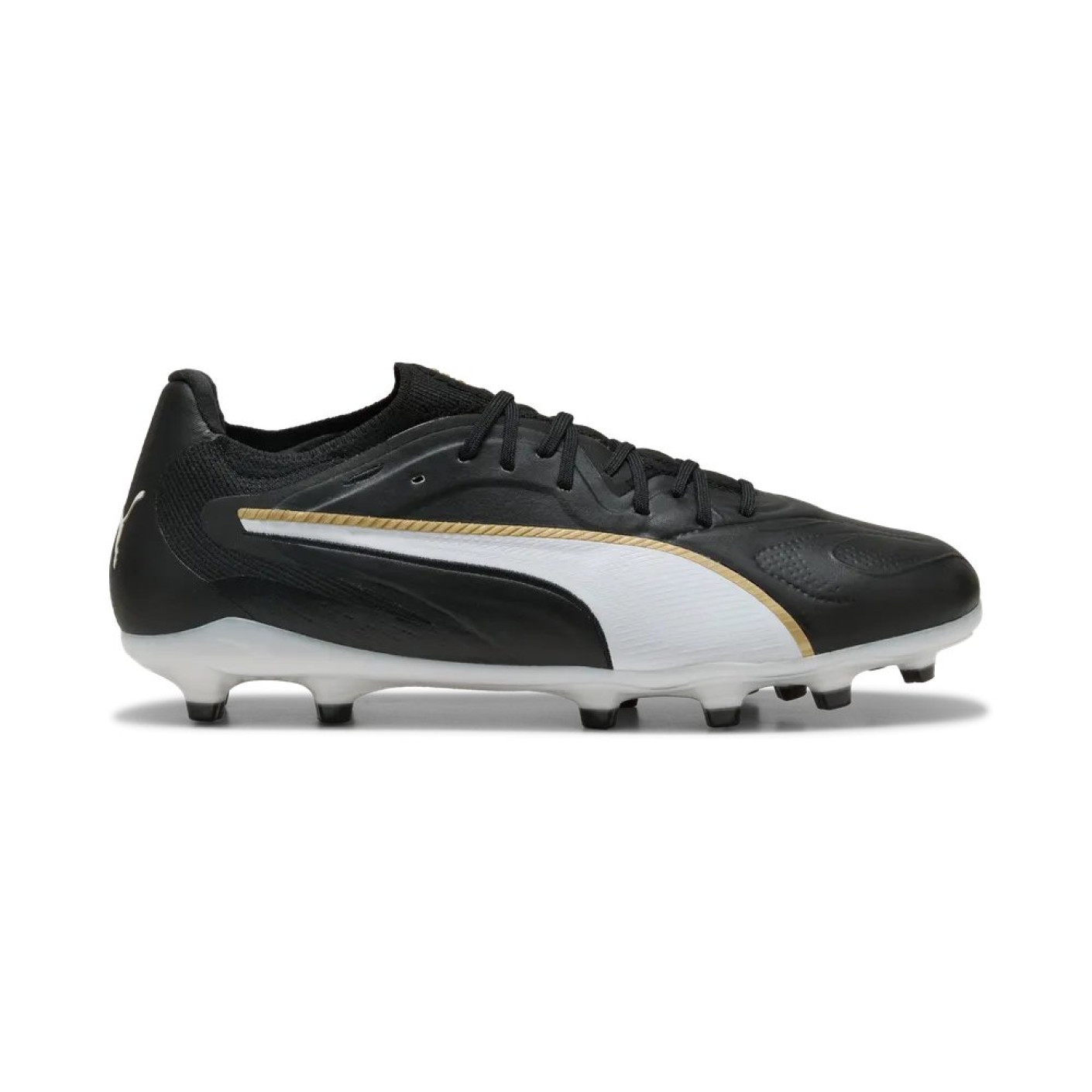 PUMA King 20 Ultimate Gras Voetbalschoenen (FG) Zwart Wit Goud