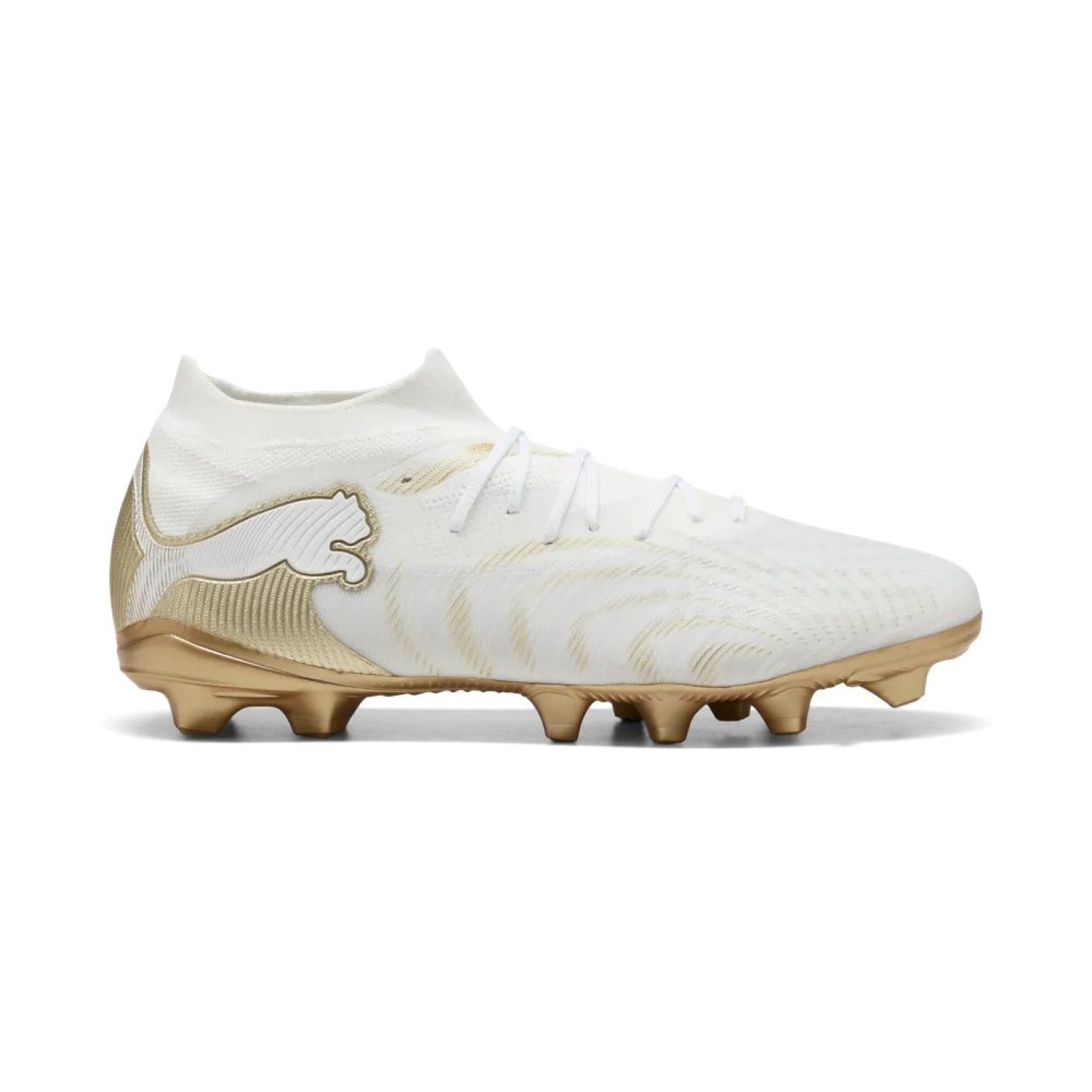 PUMA Future 9 Match Gazon Naturel Artificiel Chaussures de Foot (MG) Blanc Doré