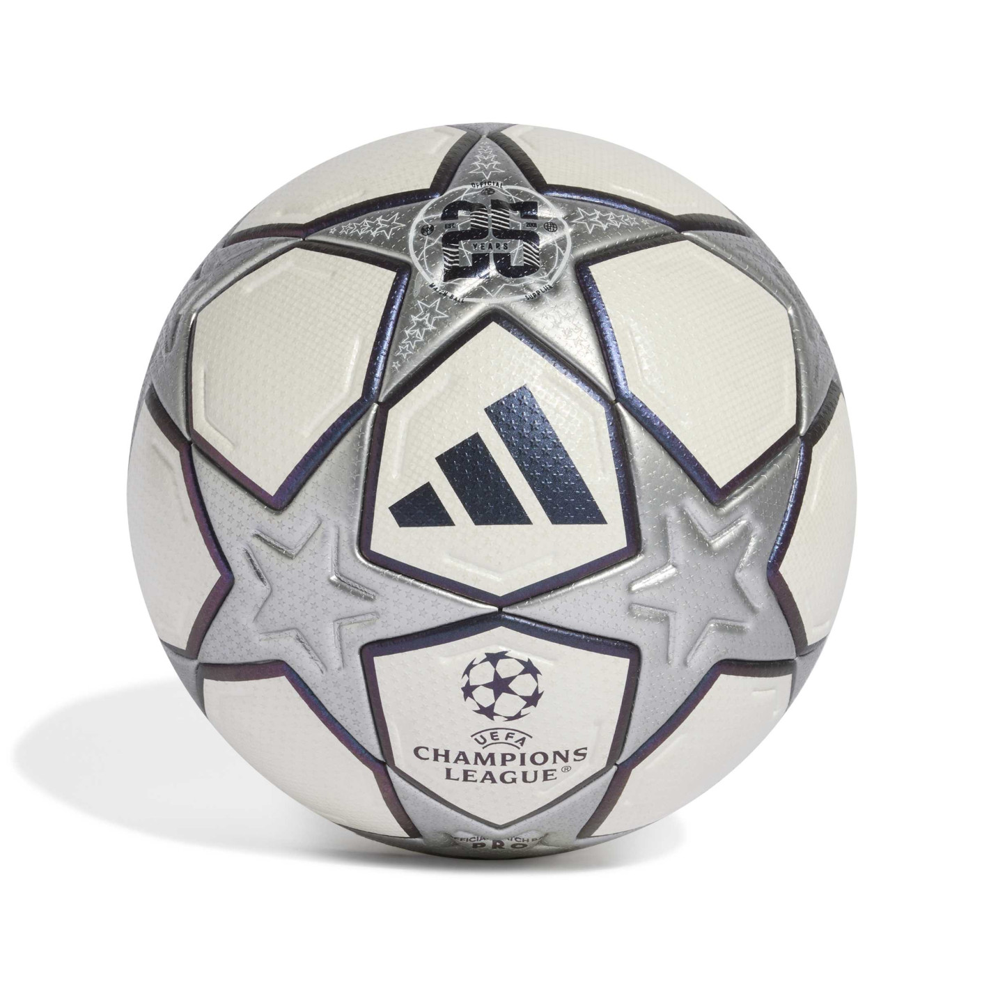 adidas UEFA Champions League Pro 25 Years Anniversary Ballon de Foot Taille 5 Blanc Argenté Bleu
