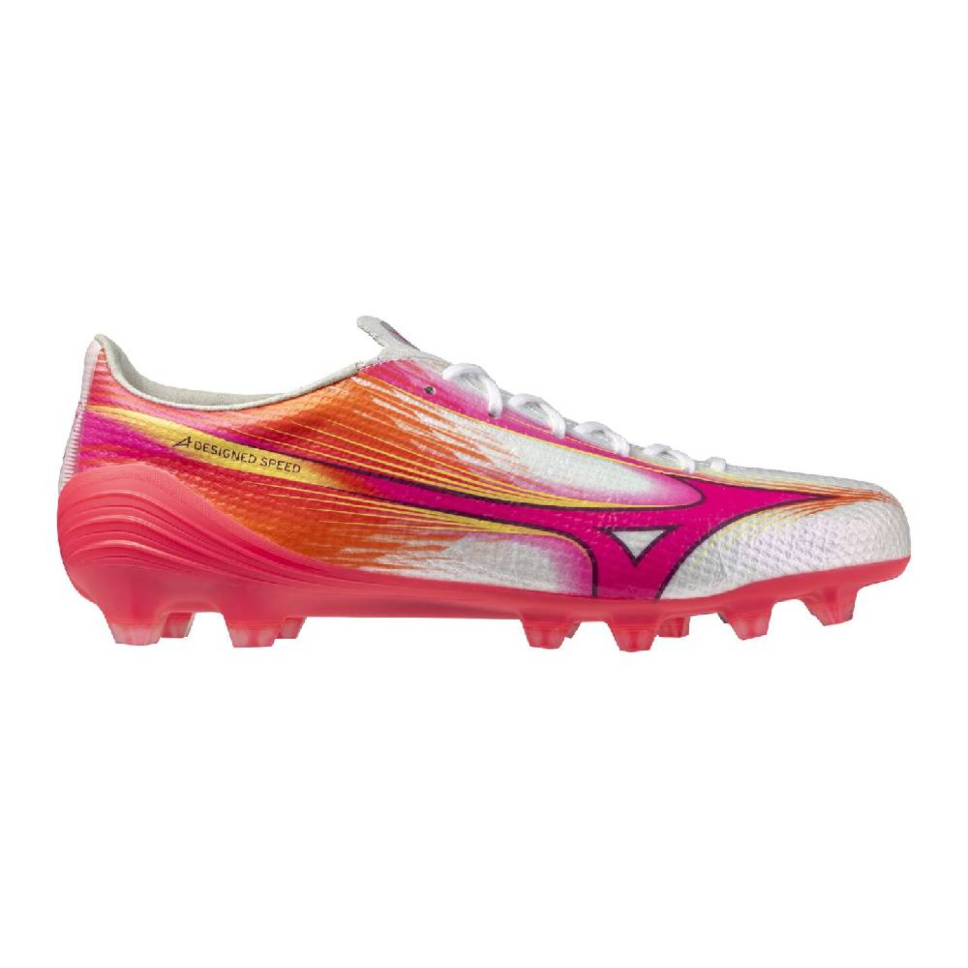 Mizuno Alpha III Japan Gazon Naturel Chaussures de Foot (FG) Blanc Rose Orange