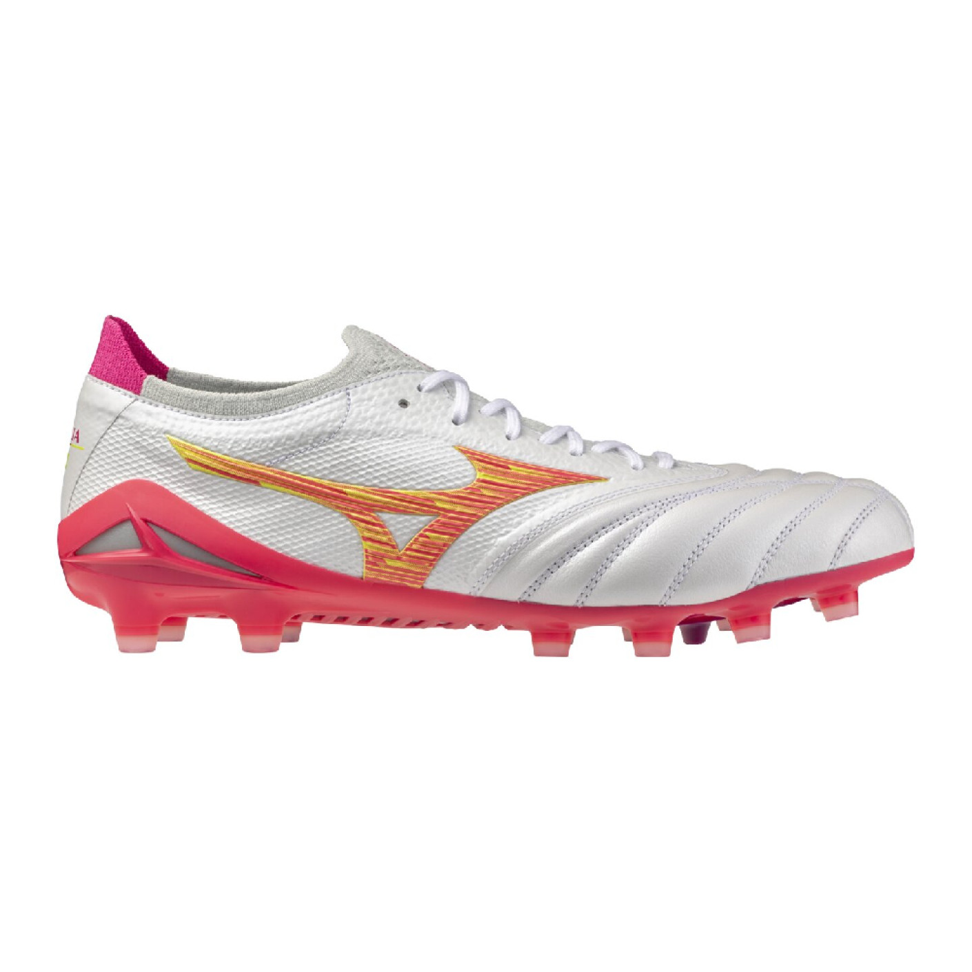 Mizuno Morelia Neo IV Beta Japan Gazon Naturel Chaussures de Foot (FG) Blanc Rose Orange
