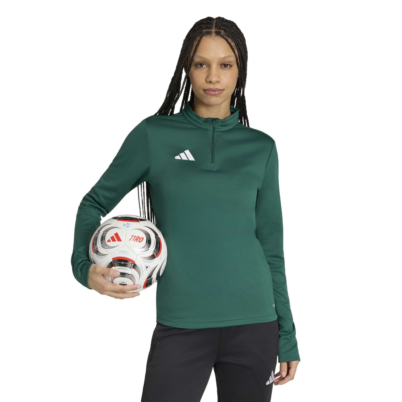 Haut d'entraînement adidas Entrada 26 pour femme, vert foncé et blanc