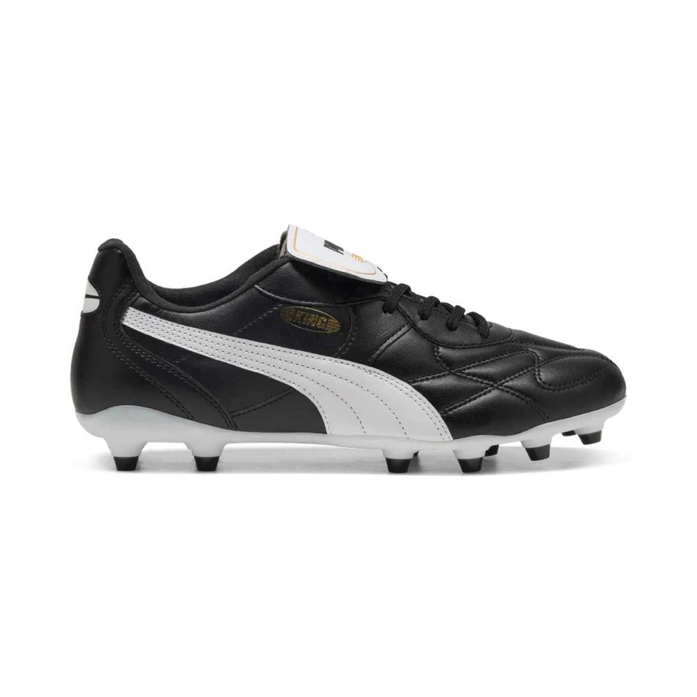 PUMA King Top Gazon Naturel Artificiel Chaussures de Foot (MG) Noir Blanc Doré