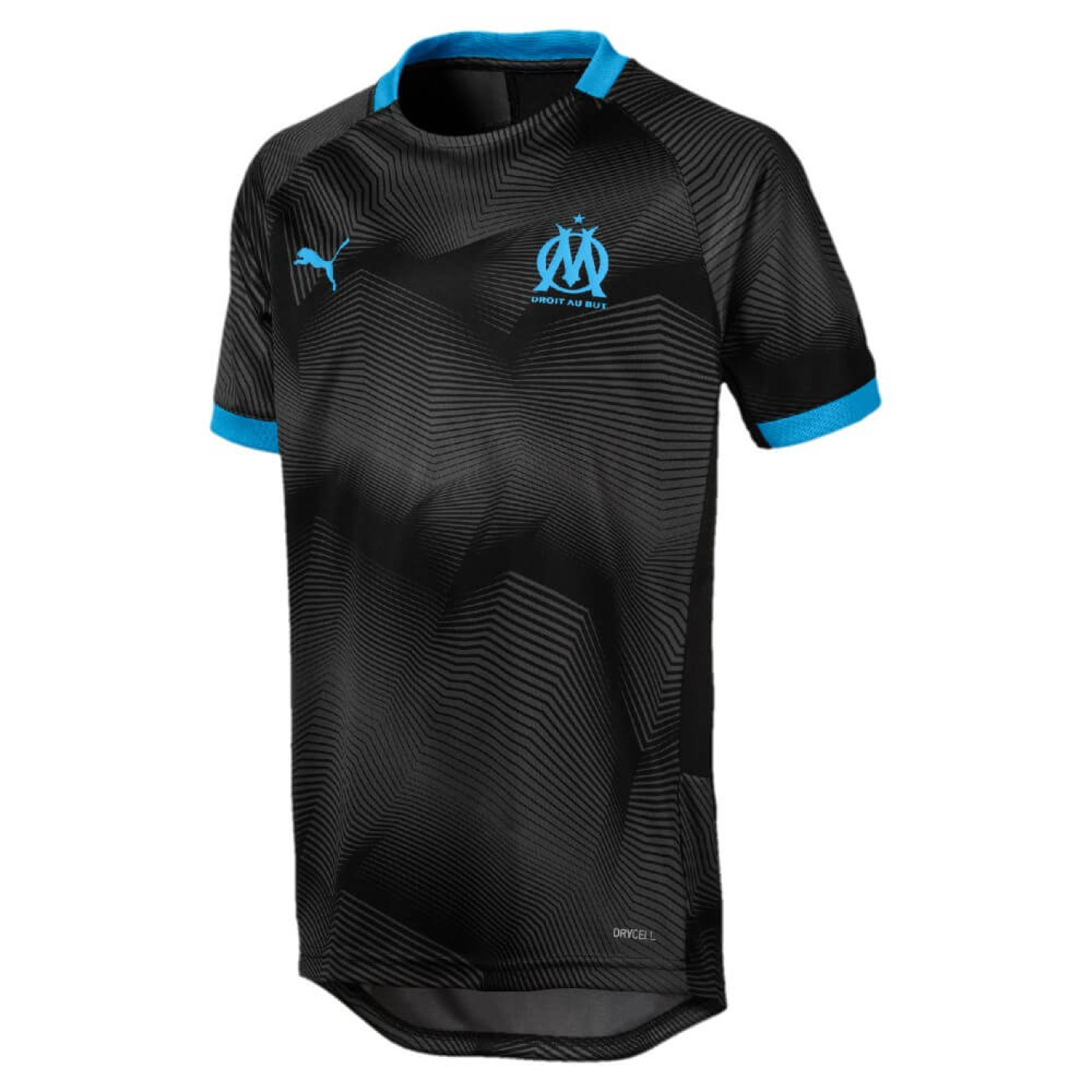 PUMA Olympique Marseille Graphic Trainingsshirt 2018-2019 Kids Zwart Blauw