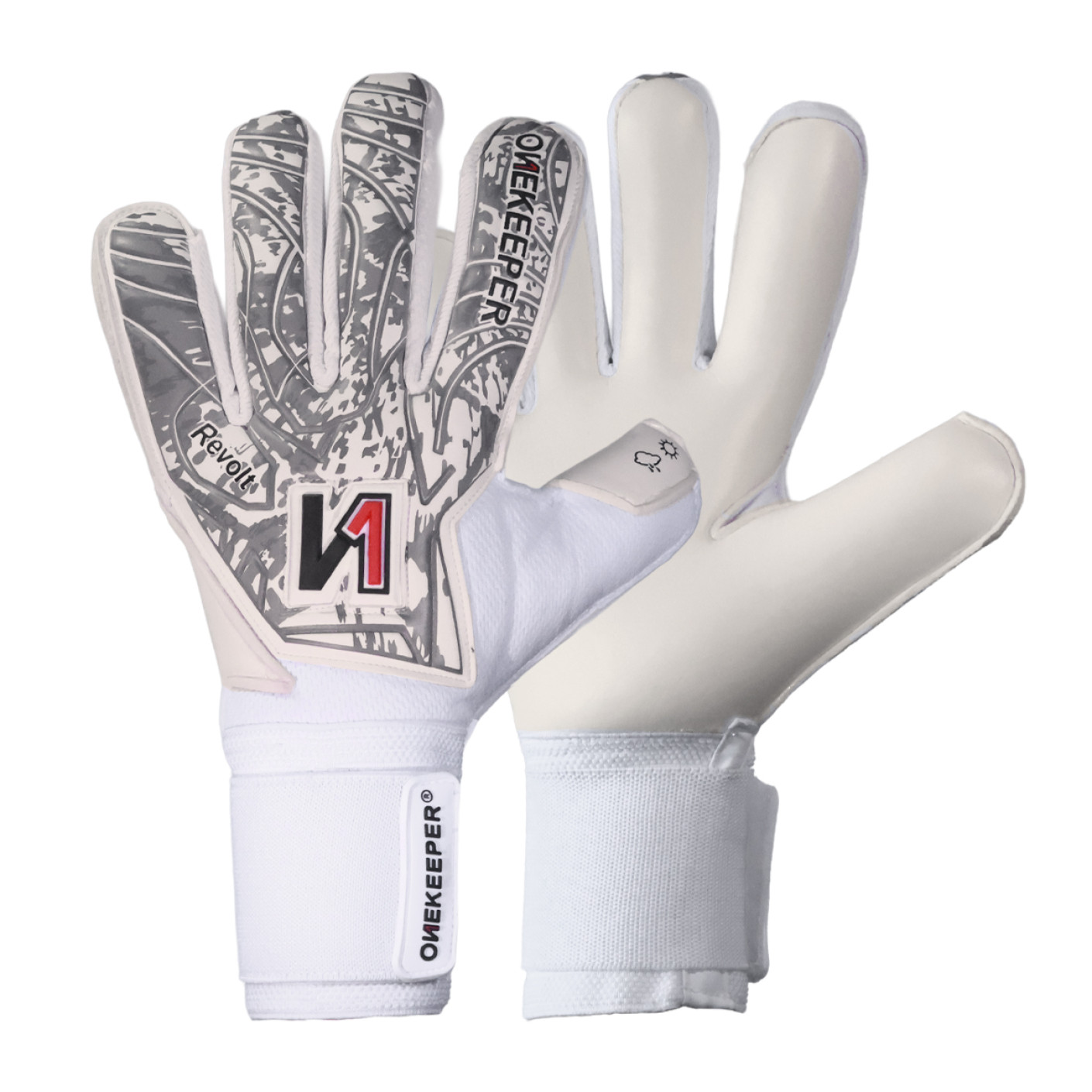 Onekeeper Revolt Gants de Gardien de But Blanc Gris Argenté