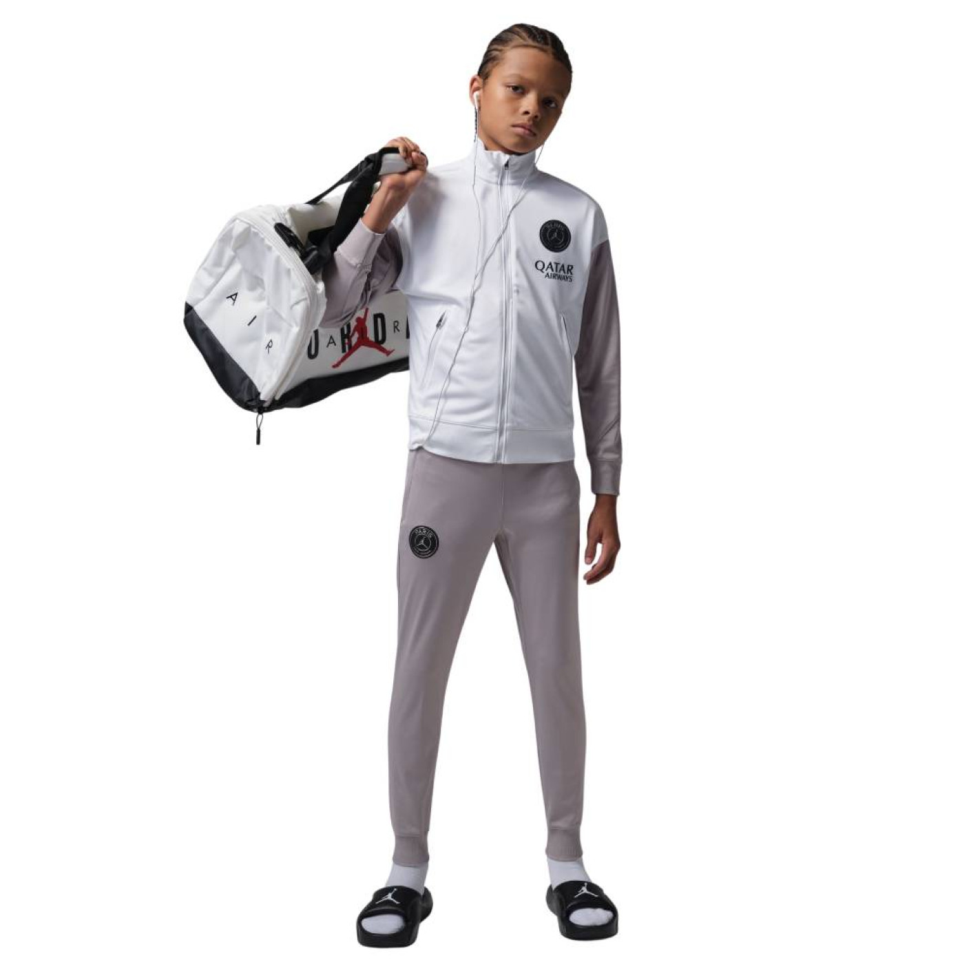 Nike Paris Saint-Germain x Jordan Strike Survêtement 1/4-Zip 2025-2026 Enfants Blanc Gris Noir