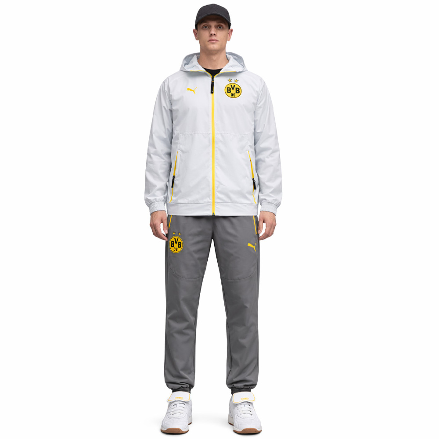 PUMA Borussia Dortmund Pumatech Survêtement à Capuche Woven Full-Zip 2025-2026 Argenté Jaune