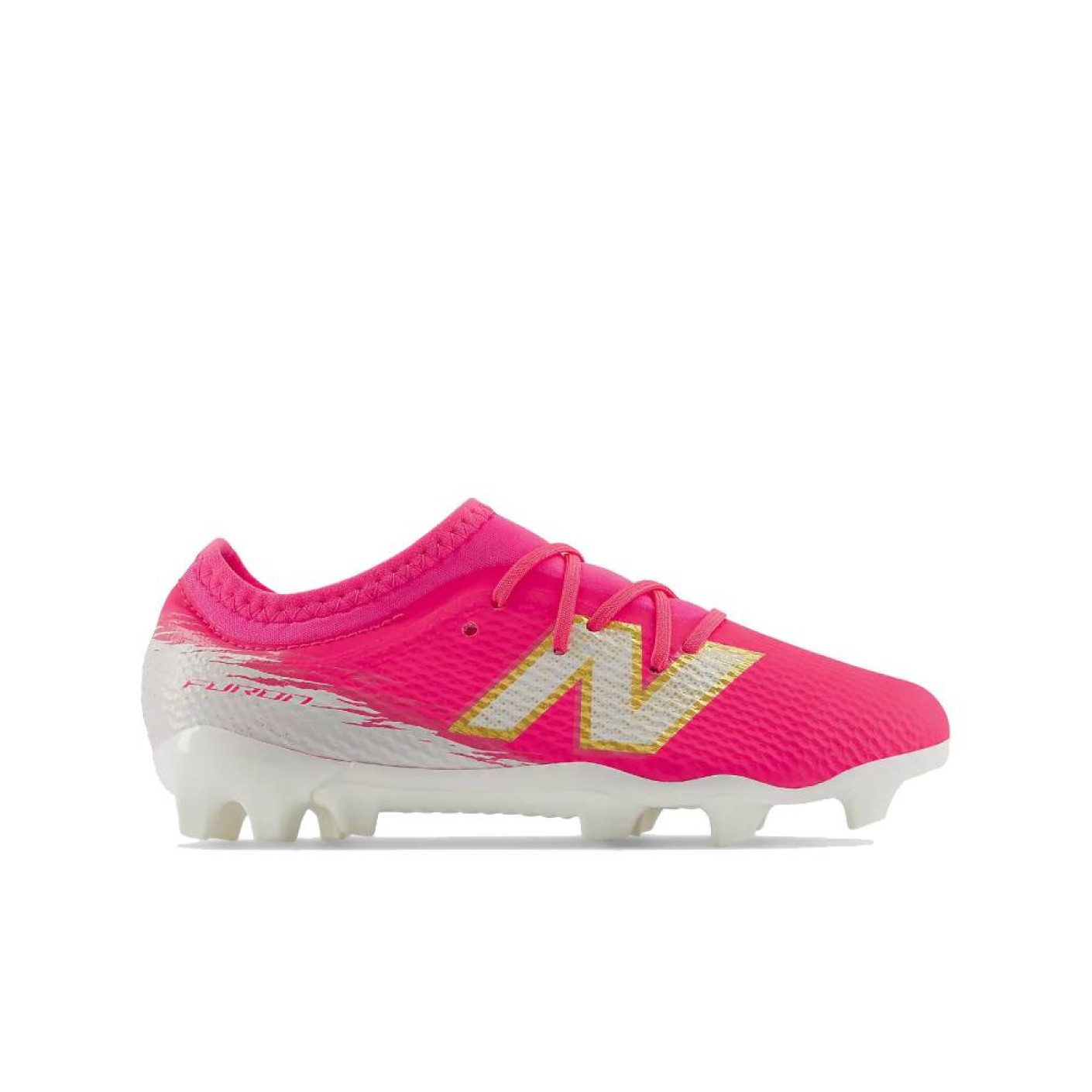 New Balance Furon V8 Team Gras Voetbalschoenen (FG) Kids Felroze Wit Goud