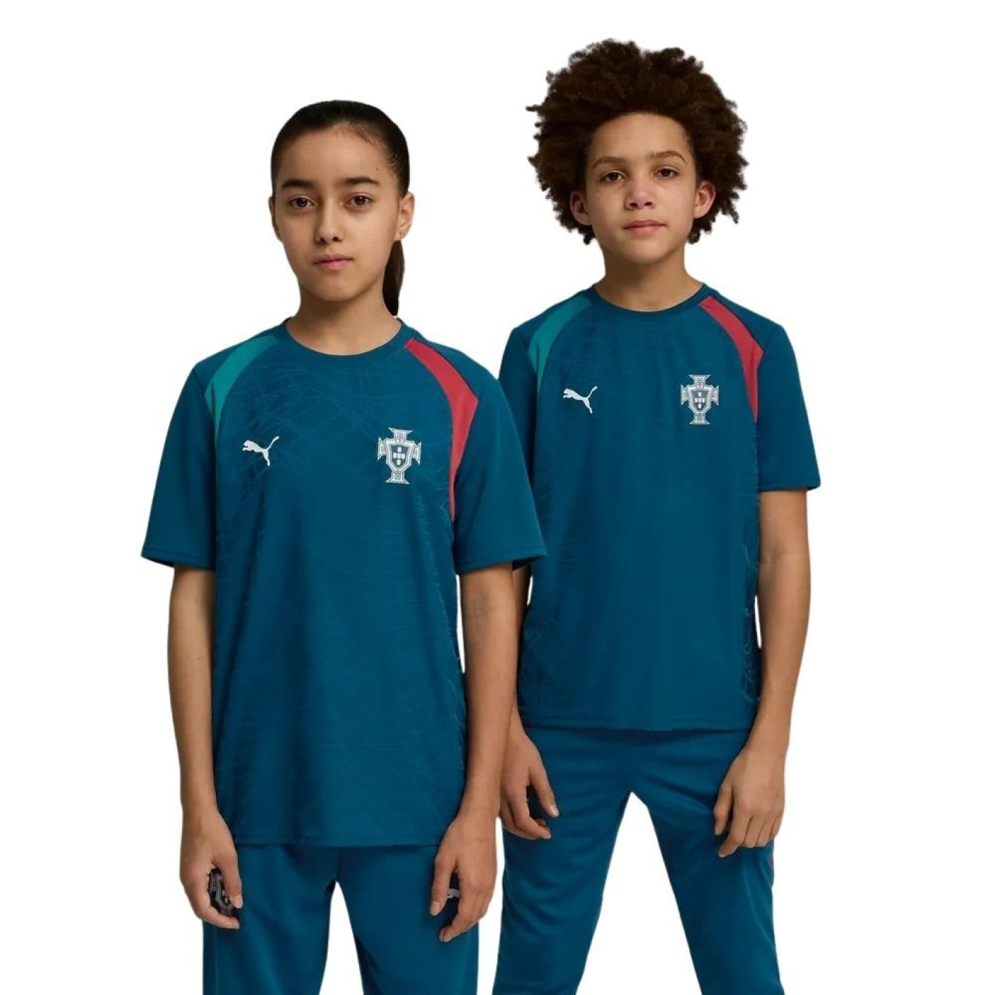 PUMA Portugal Maillot d'Entraînement 2026-2028 Enfants Bleu-Vert Blanc