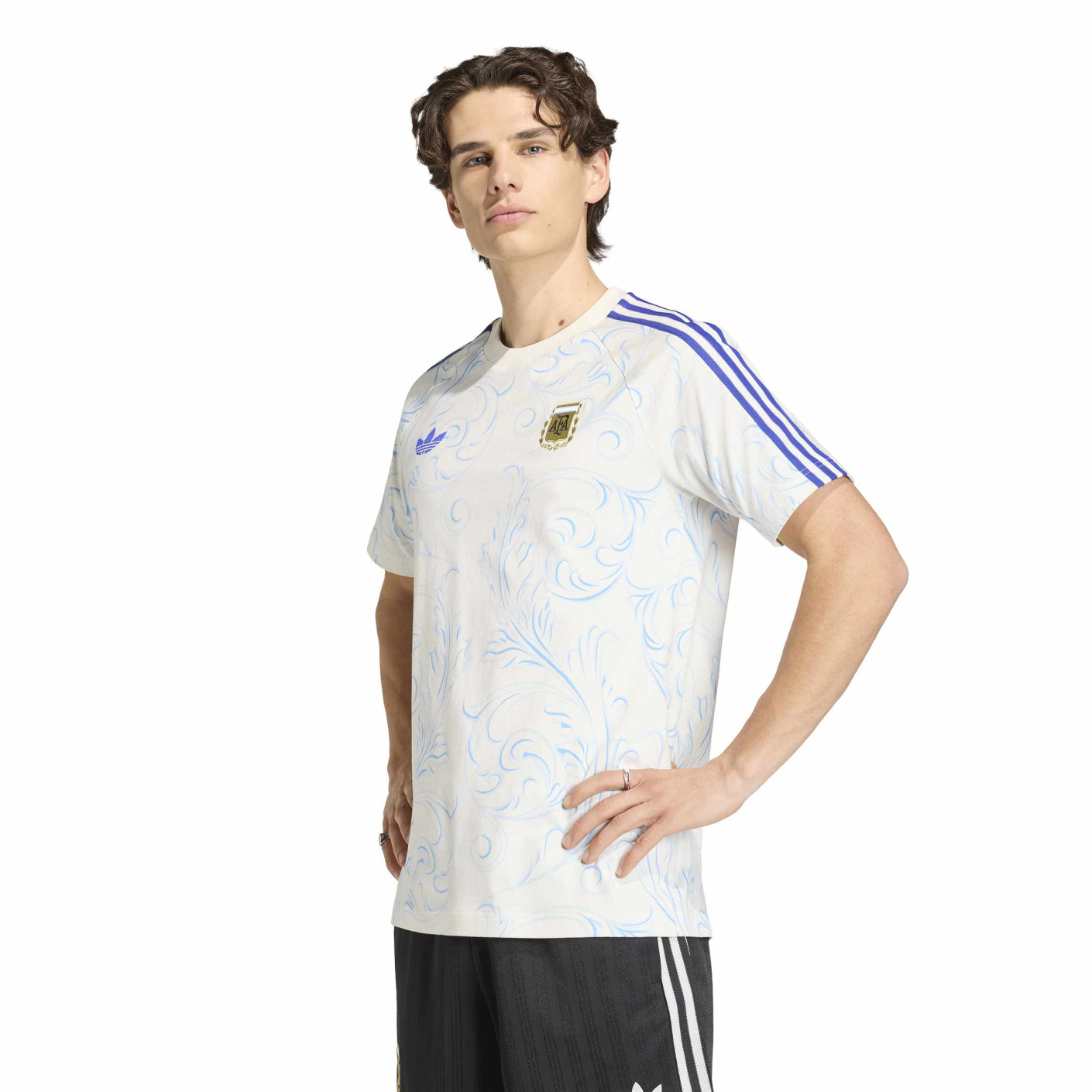 adidas Argentinië Originals All Over Print T-Shirt Gebroken Wit Blauw Lichtblauw