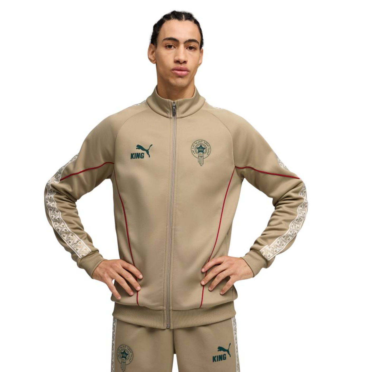 PUMA Marokko KING Anthem Trainingsjack 2026-2028 Beige Rood Groen