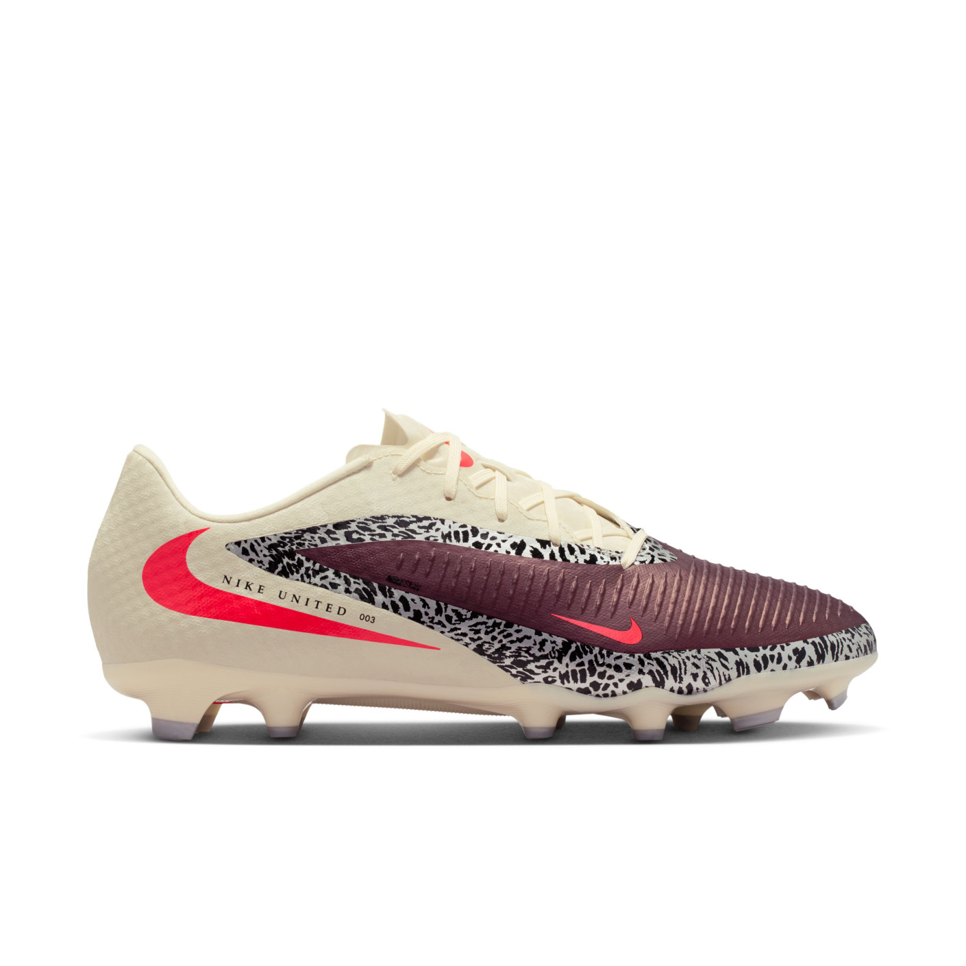 Nike Phantom 6 Low Academy Gazon Naturel Artificiel Chaussures de Foot (MG) Blanc Cassé Bordeaux Rouge