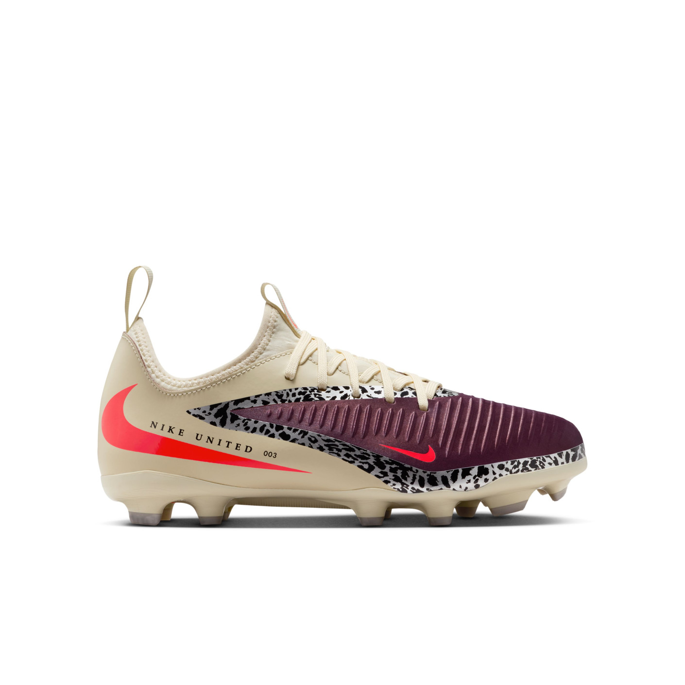Nike Phantom 6 Low Academy Gazon Naturel Artificiel Chaussures de Foot (MG) Enfants Blanc Cassé Bordeaux Rouge