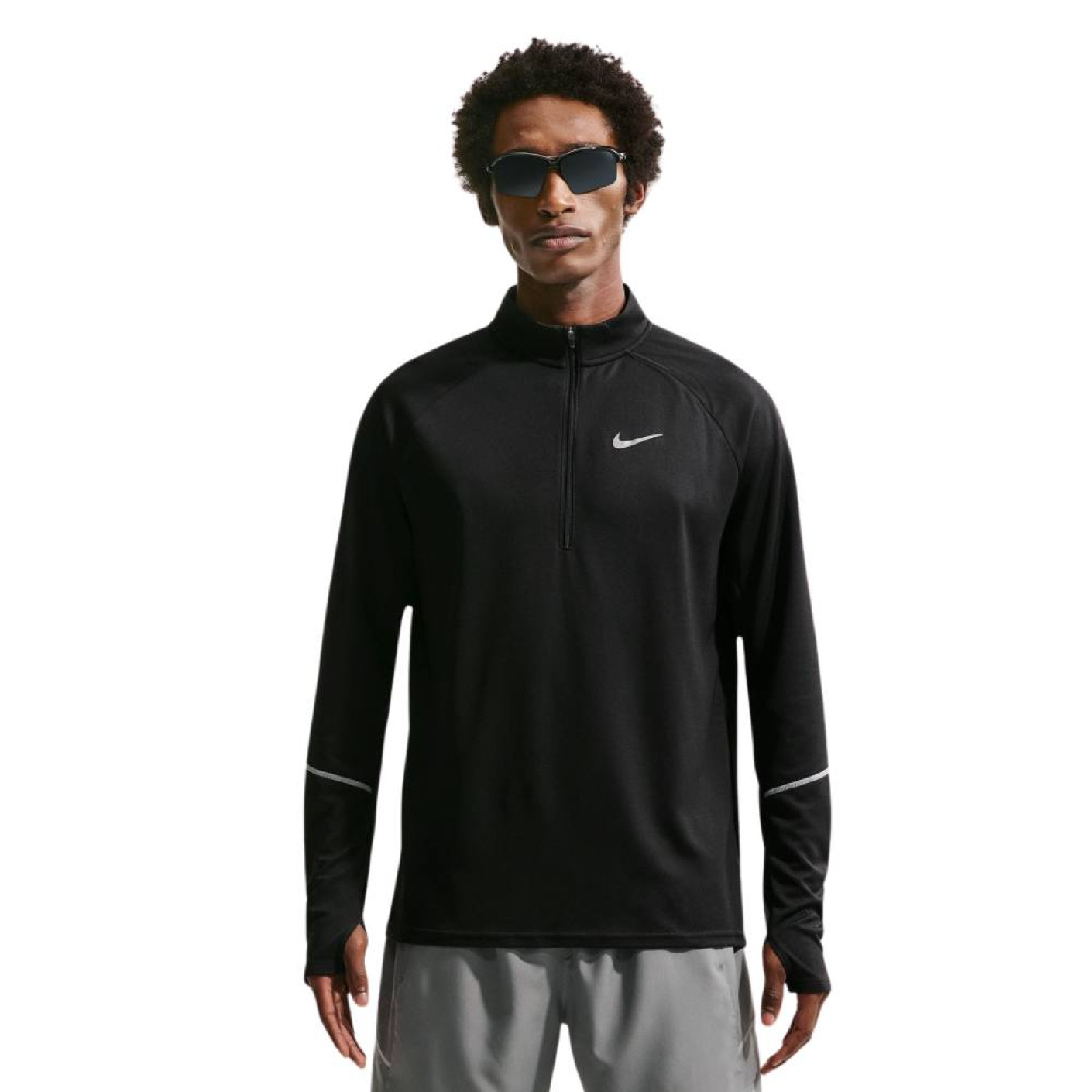 Nike Miler UV Trainingstrui 1/4-Zip Zwart Zilver