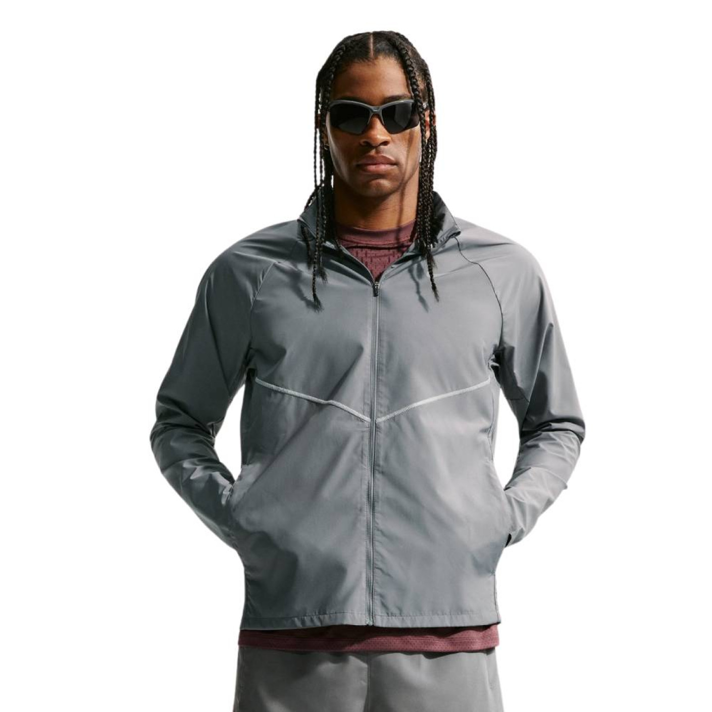 Veste d'entraînement Nike Miler UV Repel Stride gris foncé et argenté