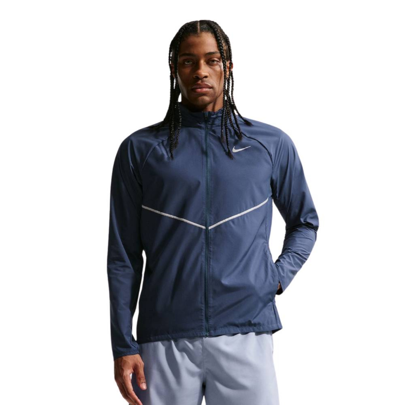 Veste d'entraînement Nike Miler UV Repel Stride bleu foncé argenté