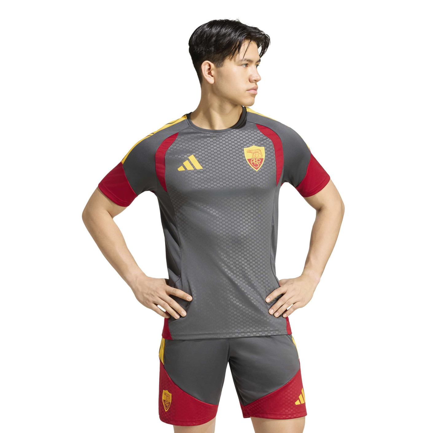 adidas AS Roma Trainingsshirt 2026-2027 Donkergrijs Rood Oranje