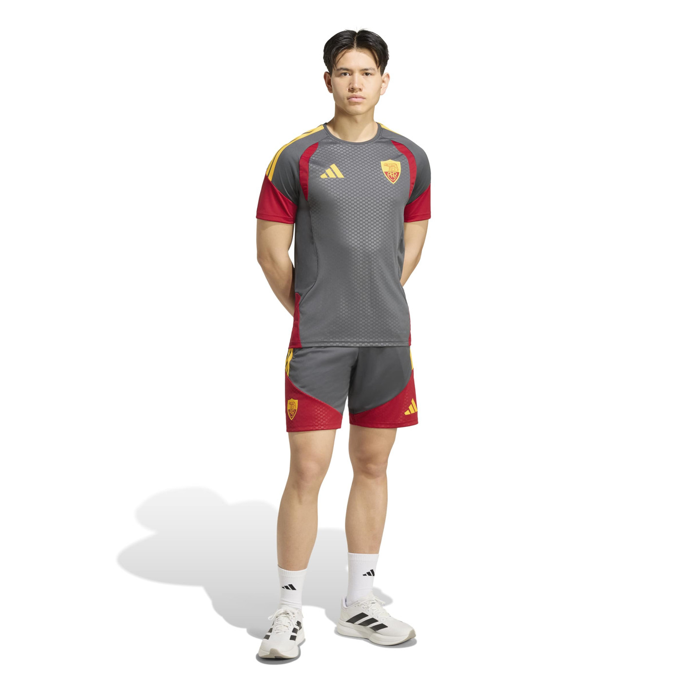 adidas AS Roma Trainingsset 2026-2027 Donkergrijs Rood Oranje