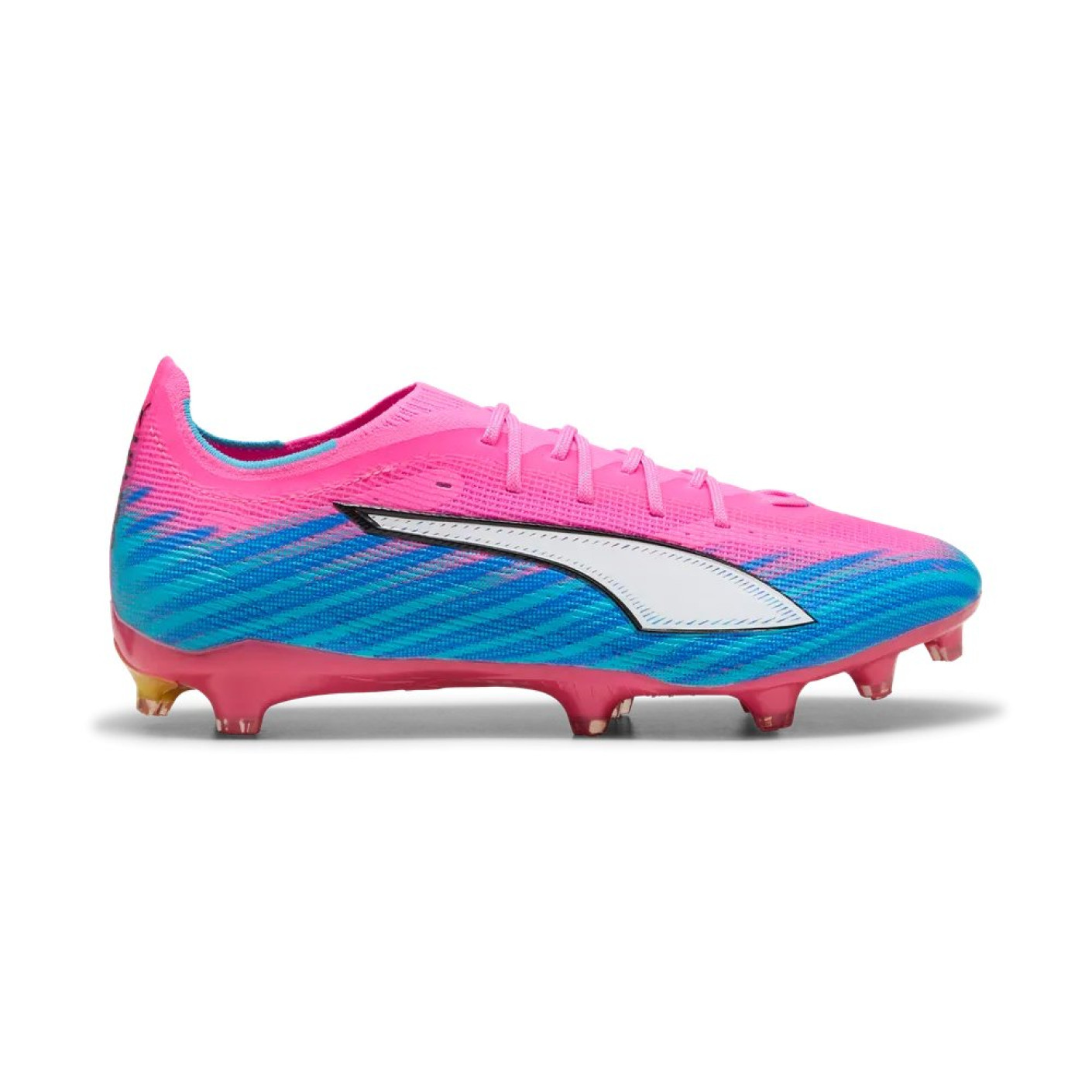 PUMA Ultra 6 Pro Gazon Naturel Artificiel Chaussures de Foot (MG) Rose Vif Bleu Jaune