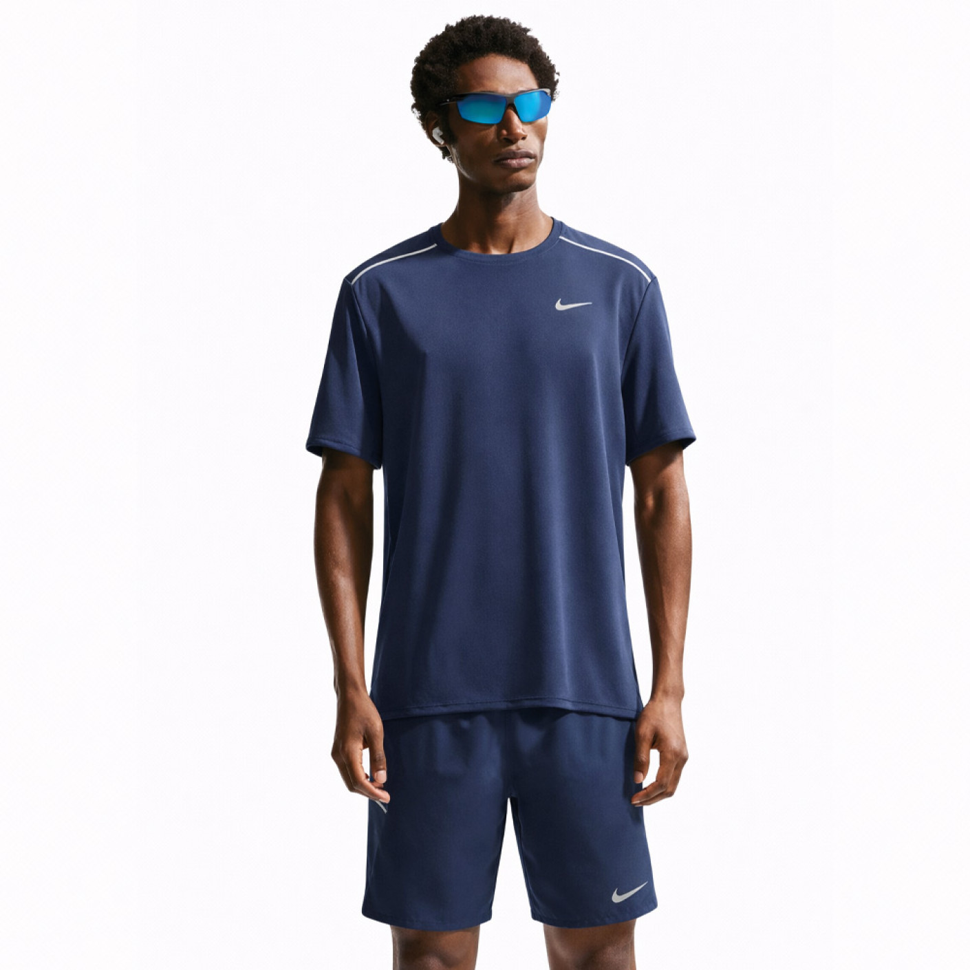 Nike Miler UV Trainingsset Donkerblauw Zilver