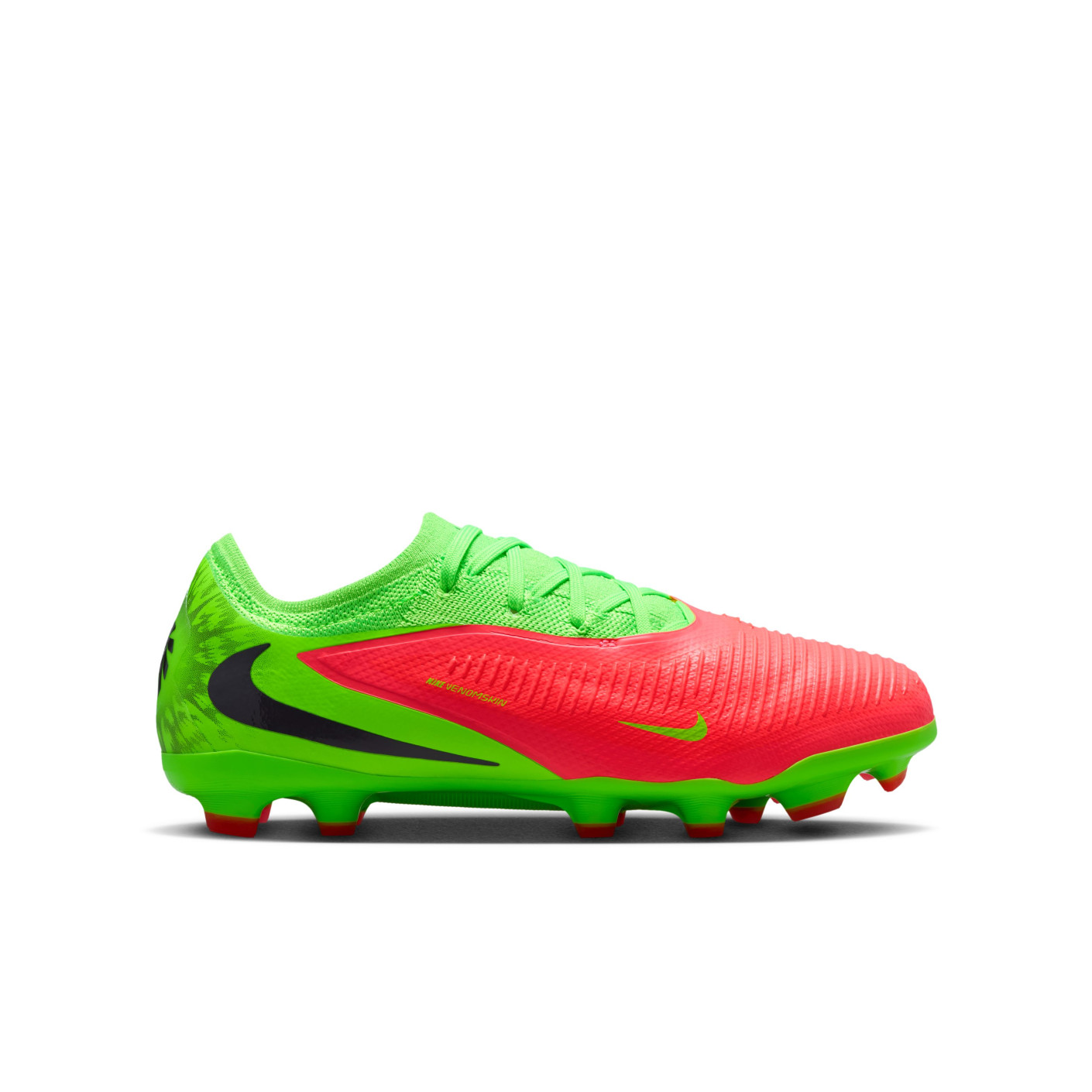 Nike Phantom 6 Low Haaland Pro Gazon Naturel Artificiel Chaussures de Foot (MG) Enfants Vert Vif Rouge Noir