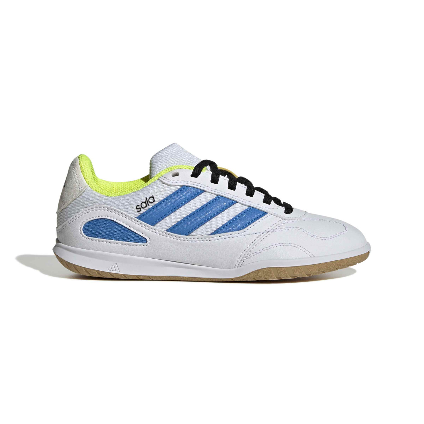 adidas Super Sala III Zaalvoetbalschoenen (IN) Kids Wit Blauw Neongeel Zwart