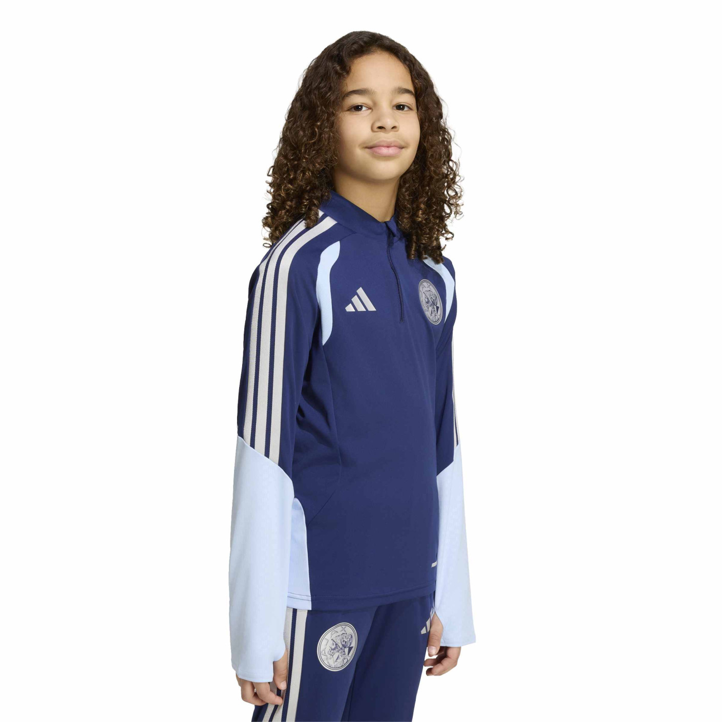Haut d'entraînement adidas Ajax 1/4-Zip 2026-2027 pour Enfants, bleu foncé, bleu clair